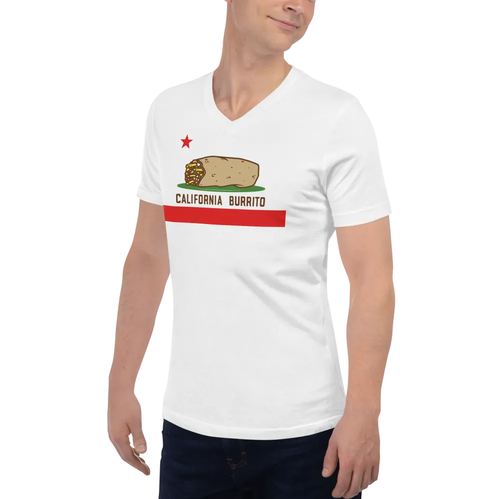California Burrito White Short Sleeve V-Neck T-Shirt