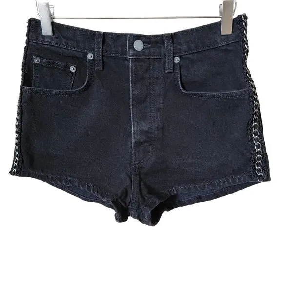 Carmar Titania High Rise Black Denim Jean Chain Shorts