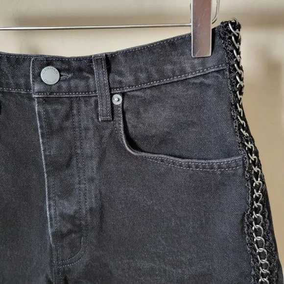 Carmar Titania High Rise Black Denim Jean Chain Shorts