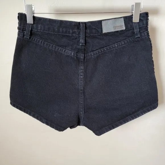 Carmar Titania High Rise Black Denim Jean Chain Shorts
