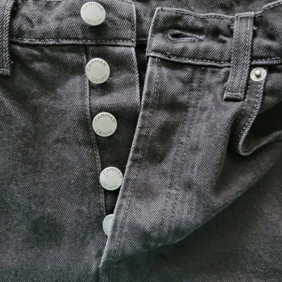 Carmar Titania High Rise Black Denim Jean Chain Shorts