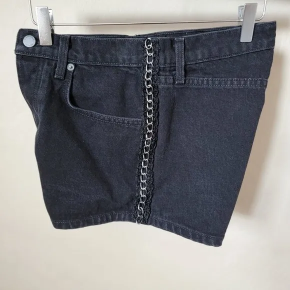 Carmar Titania High Rise Black Denim Jean Chain Shorts