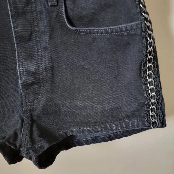 Carmar Titania High Rise Black Denim Jean Chain Shorts
