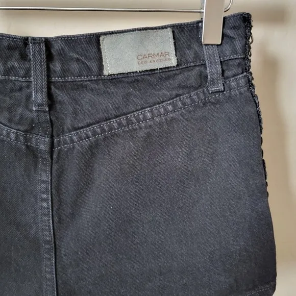 Carmar Titania High Rise Black Denim Jean Chain Shorts