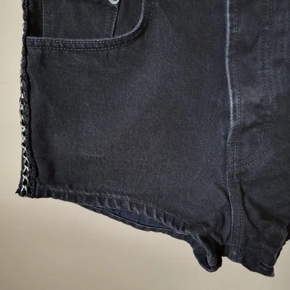 Carmar Titania High Rise Black Denim Jean Chain Shorts