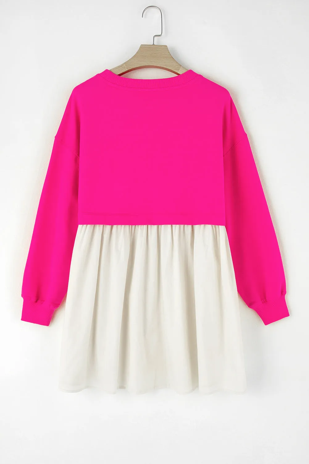 Casual Chic Mini Dress with Sweatshirt Top and Flared Poplin Skirt