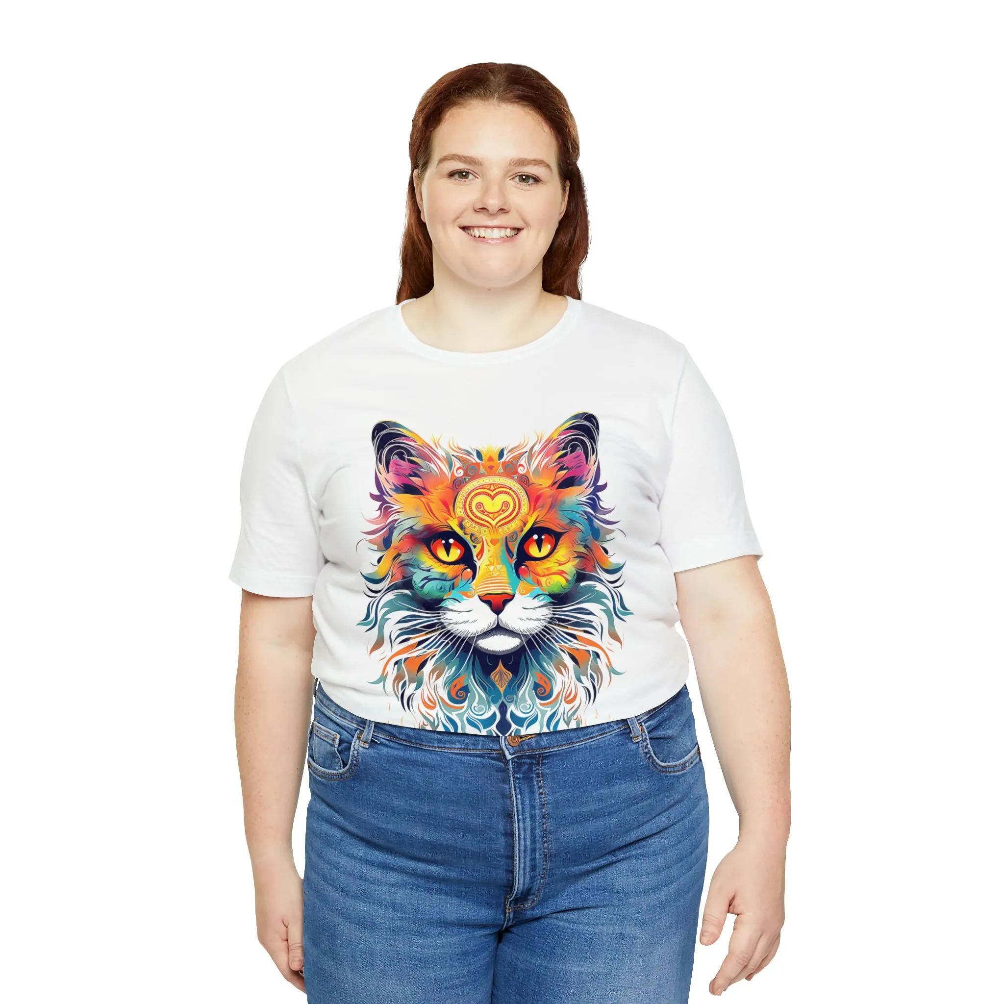 Cat Lovers Colorful T-Shirt | Artistic Kitty Tee |  Bella Canvas 3001 Unisex |  Love my Cat Short Sleeve Tshirt