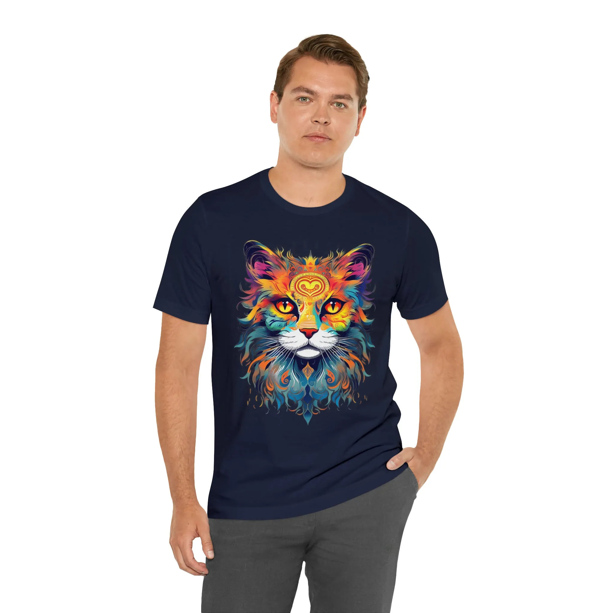 Cat Lovers Colorful T-Shirt | Artistic Kitty Tee |  Bella Canvas 3001 Unisex |  Love my Cat Short Sleeve Tshirt