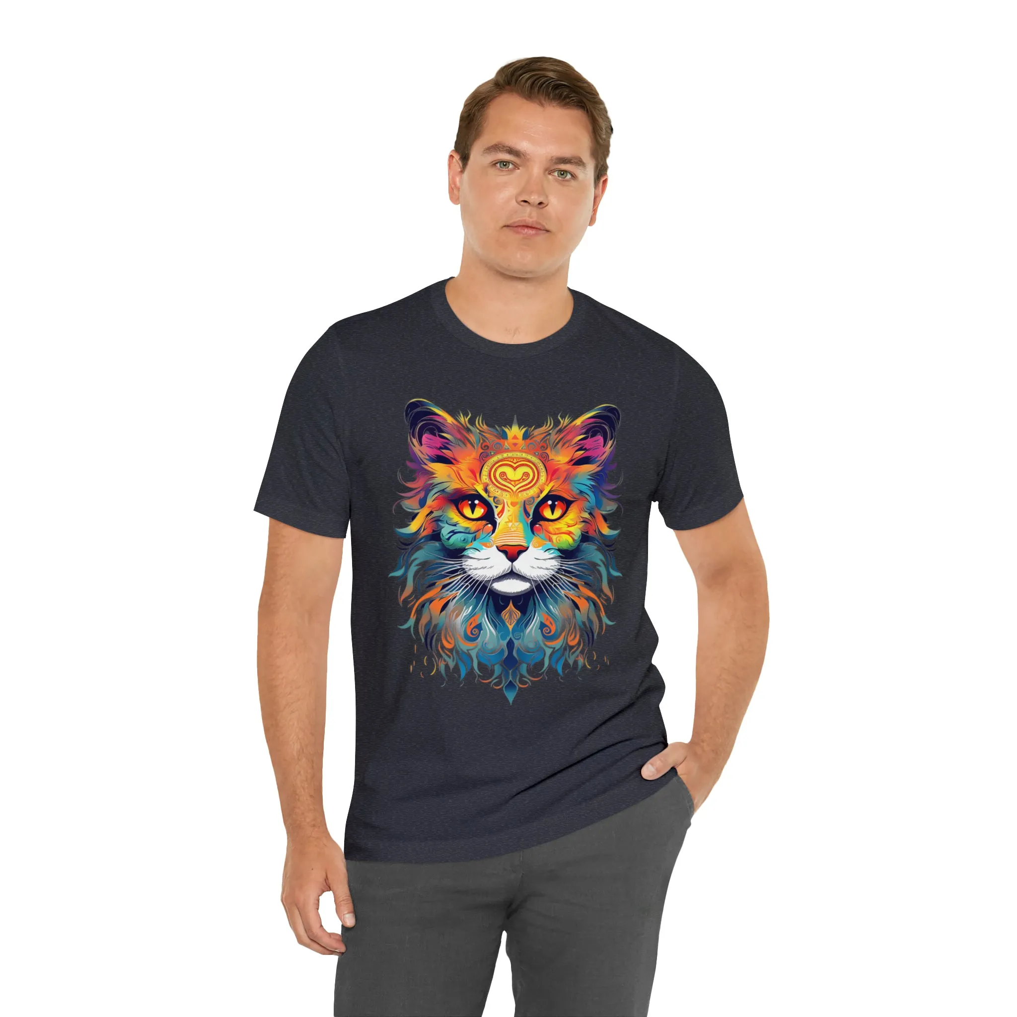 Cat Lovers Colorful T-Shirt | Artistic Kitty Tee |  Bella Canvas 3001 Unisex |  Love my Cat Short Sleeve Tshirt