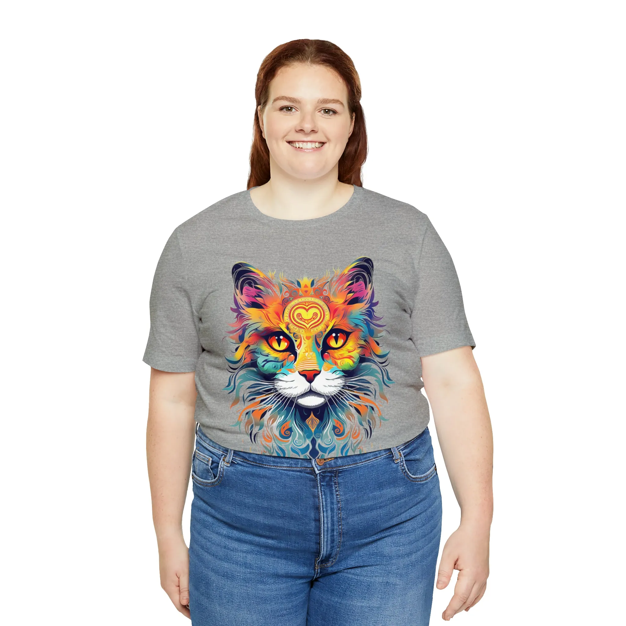 Cat Lovers Colorful T-Shirt | Artistic Kitty Tee |  Bella Canvas 3001 Unisex |  Love my Cat Short Sleeve Tshirt