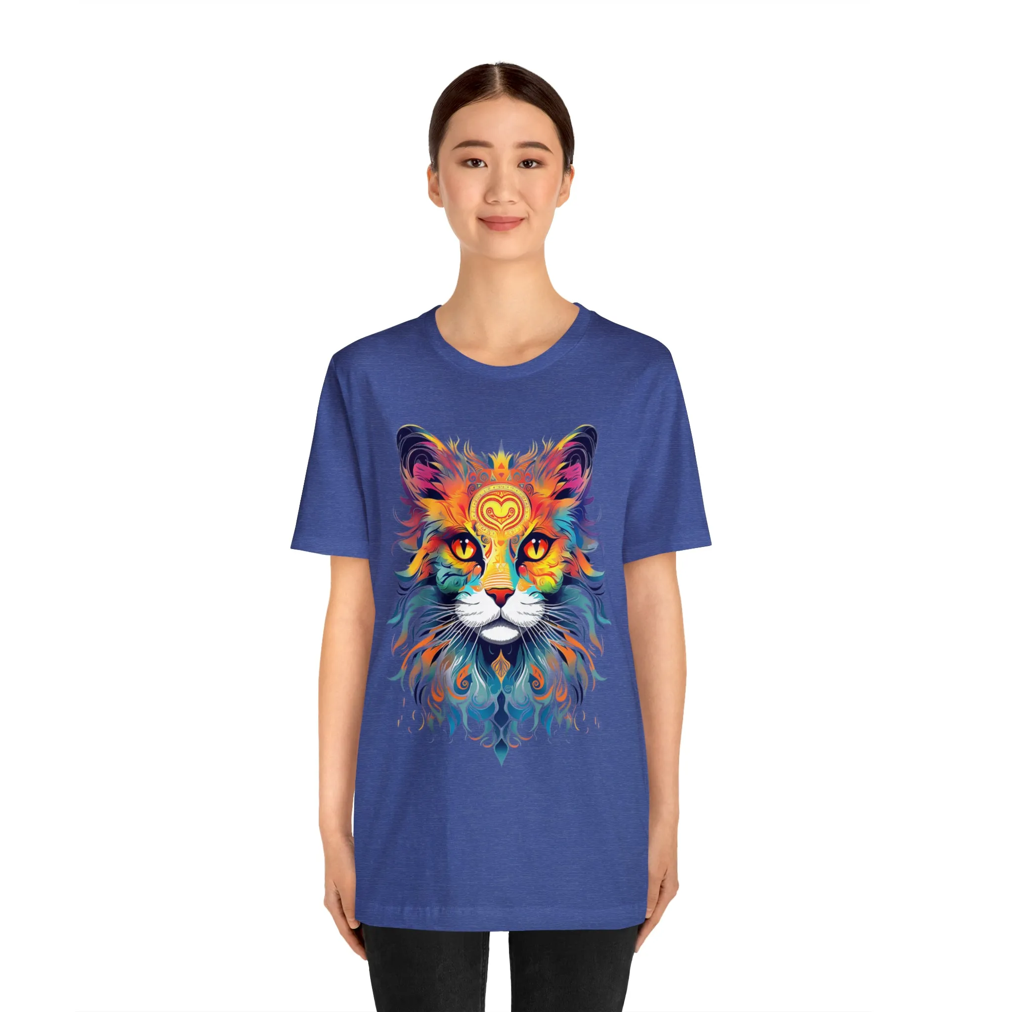 Cat Lovers Colorful T-Shirt | Artistic Kitty Tee |  Bella Canvas 3001 Unisex |  Love my Cat Short Sleeve Tshirt