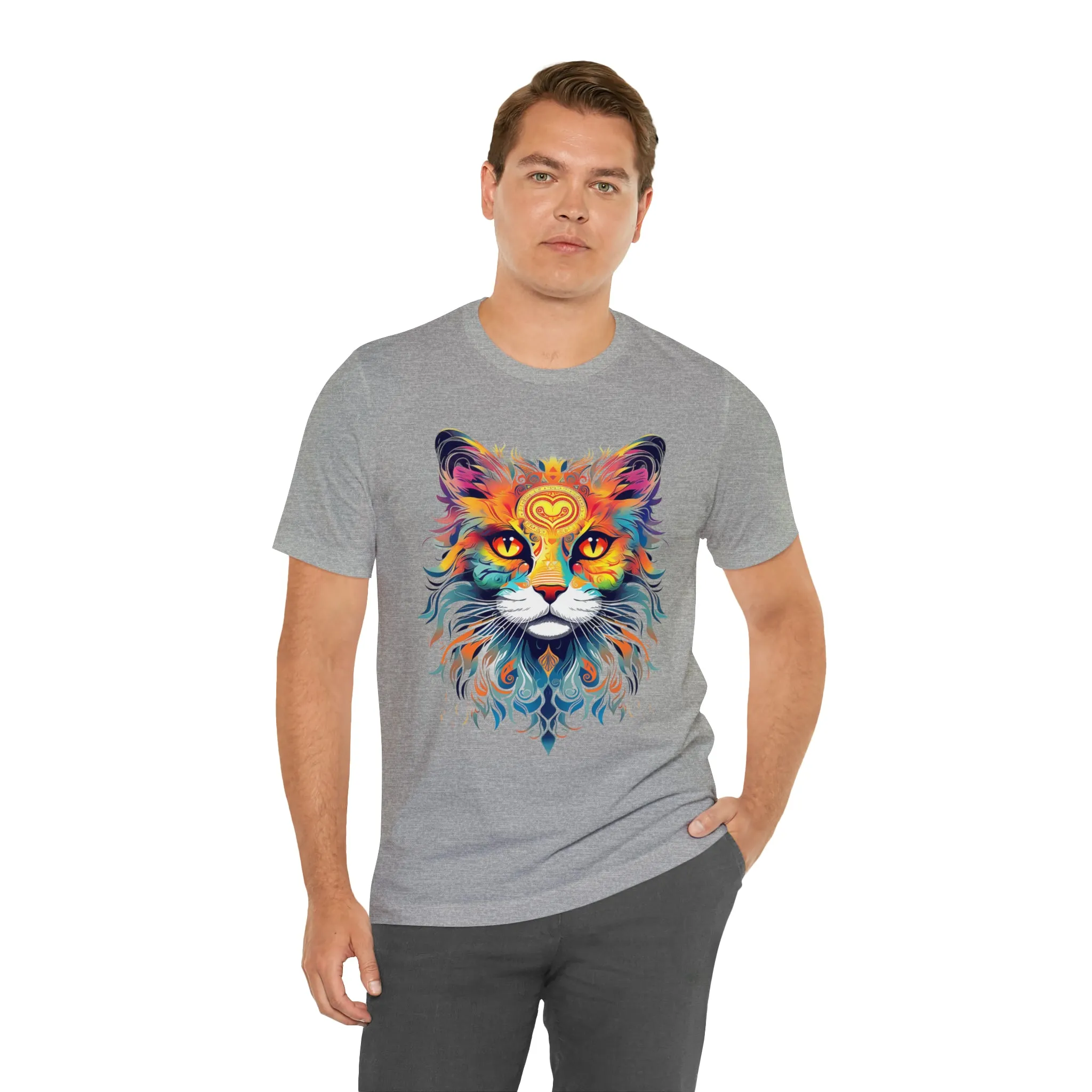 Cat Lovers Colorful T-Shirt | Artistic Kitty Tee |  Bella Canvas 3001 Unisex |  Love my Cat Short Sleeve Tshirt