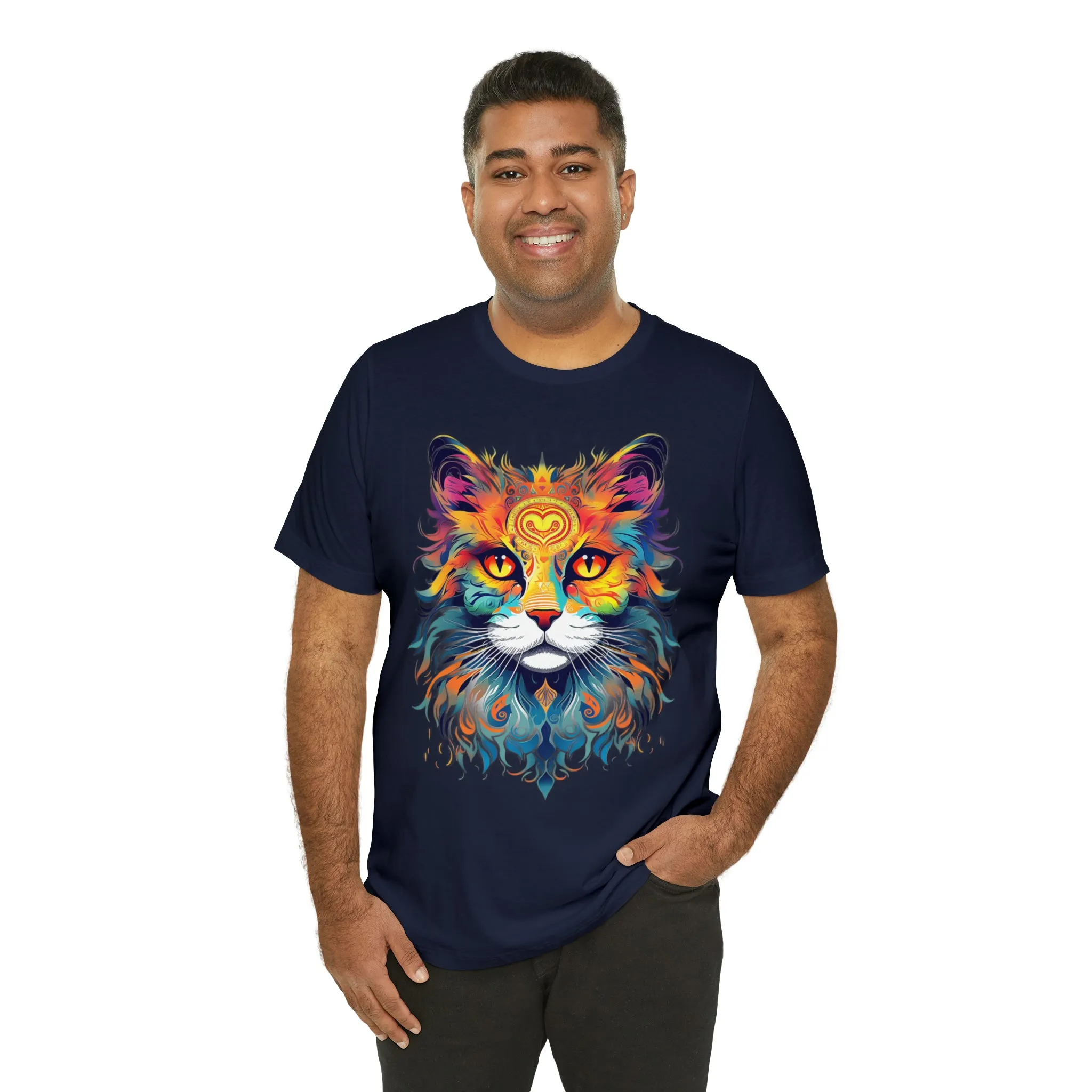 Cat Lovers Colorful T-Shirt | Artistic Kitty Tee |  Bella Canvas 3001 Unisex |  Love my Cat Short Sleeve Tshirt