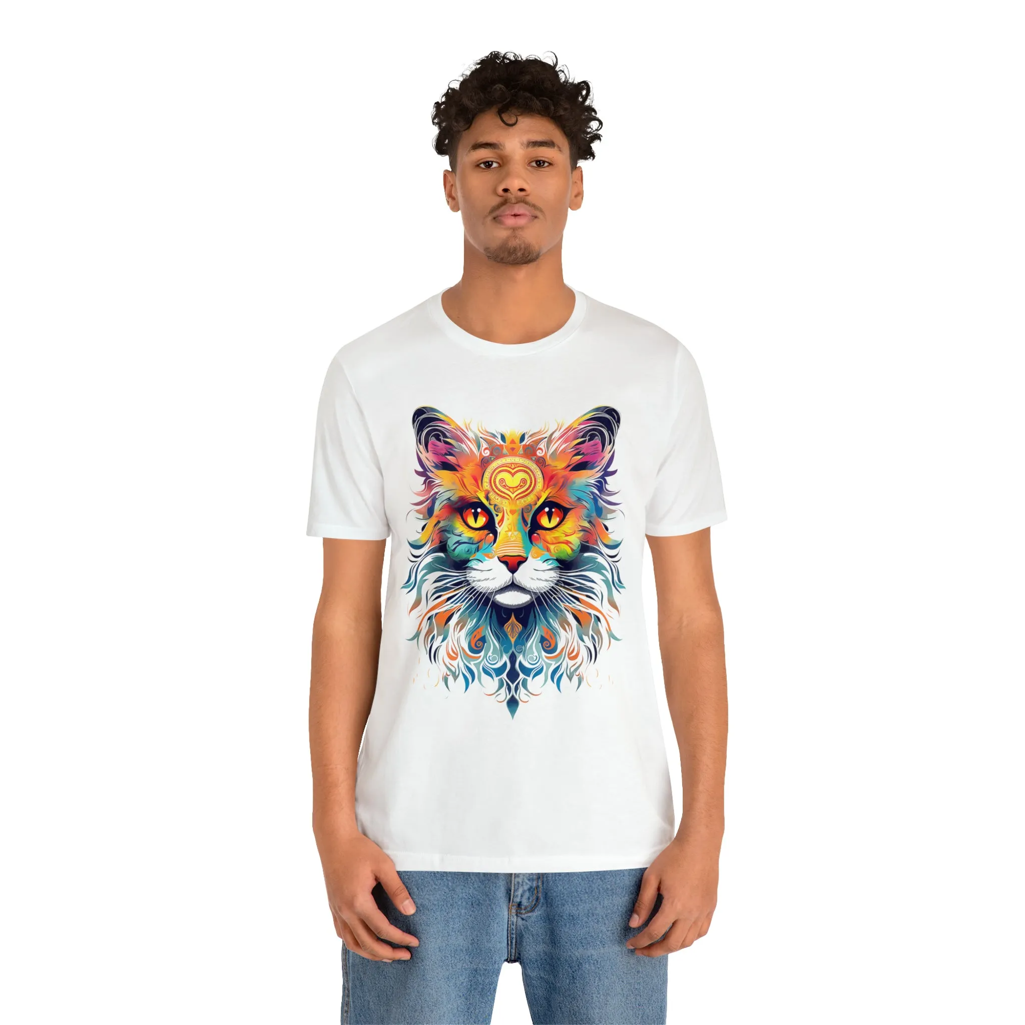 Cat Lovers Colorful T-Shirt | Artistic Kitty Tee |  Bella Canvas 3001 Unisex |  Love my Cat Short Sleeve Tshirt