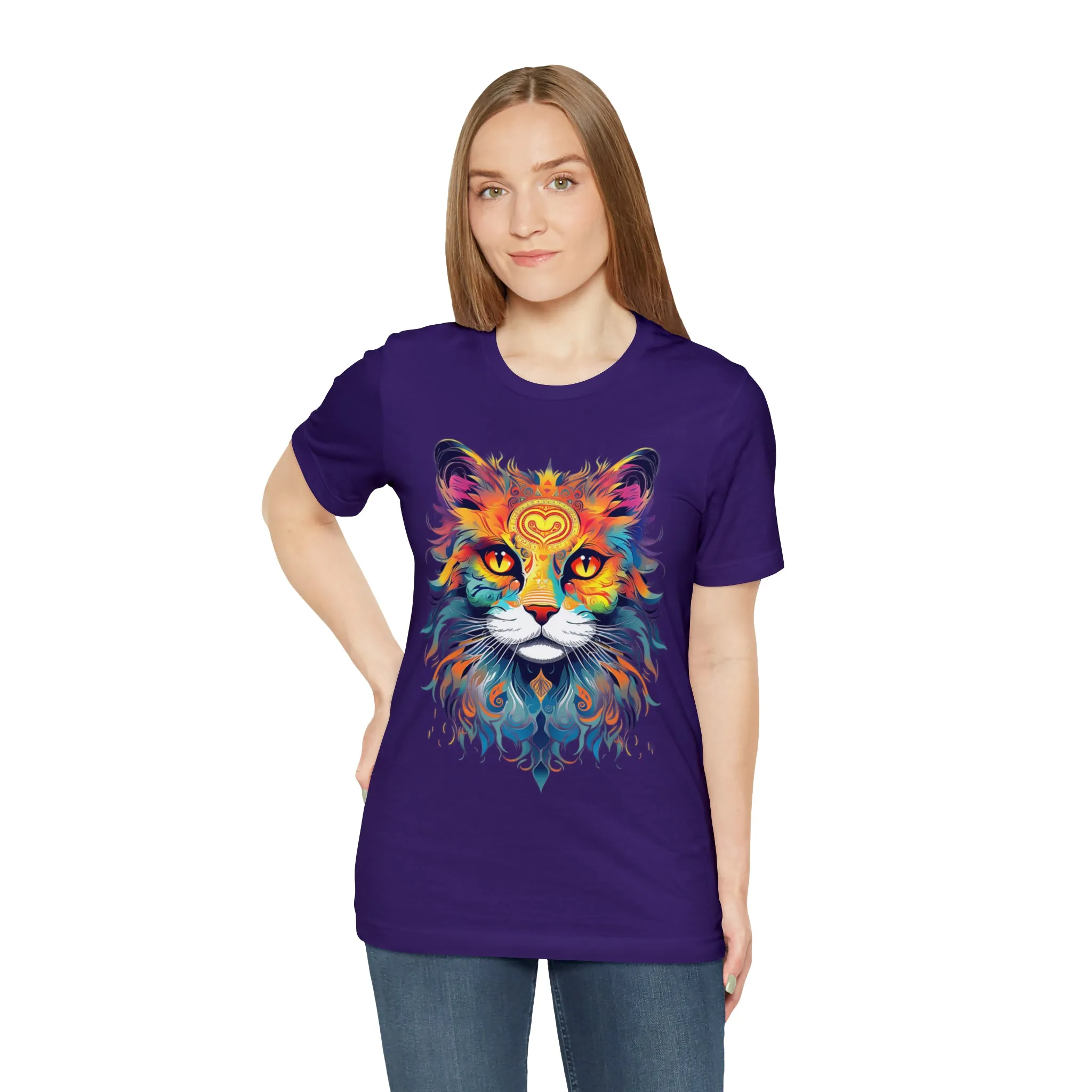 Cat Lovers Colorful T-Shirt | Artistic Kitty Tee |  Bella Canvas 3001 Unisex |  Love my Cat Short Sleeve Tshirt