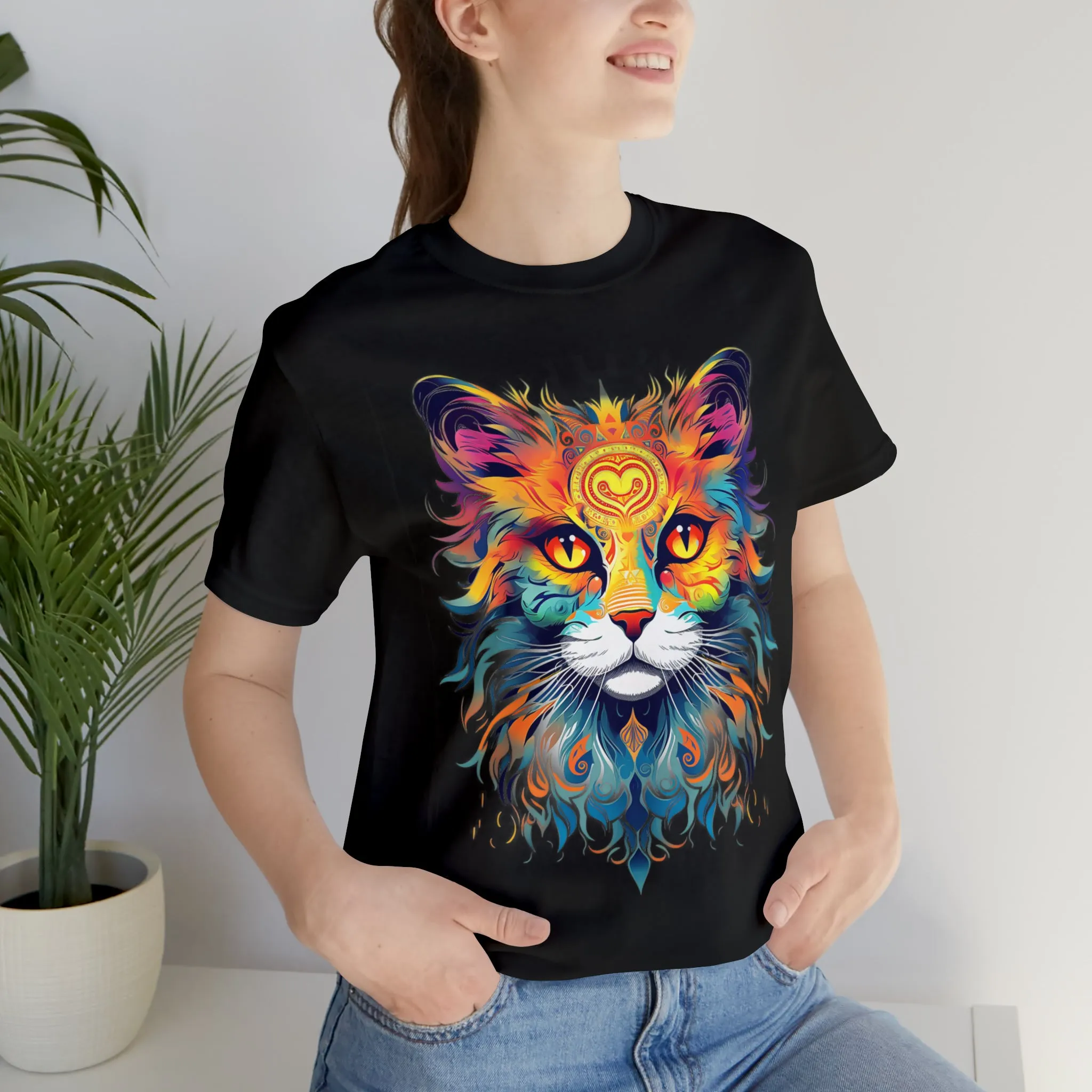 Cat Lovers Colorful T-Shirt | Artistic Kitty Tee |  Bella Canvas 3001 Unisex |  Love my Cat Short Sleeve Tshirt
