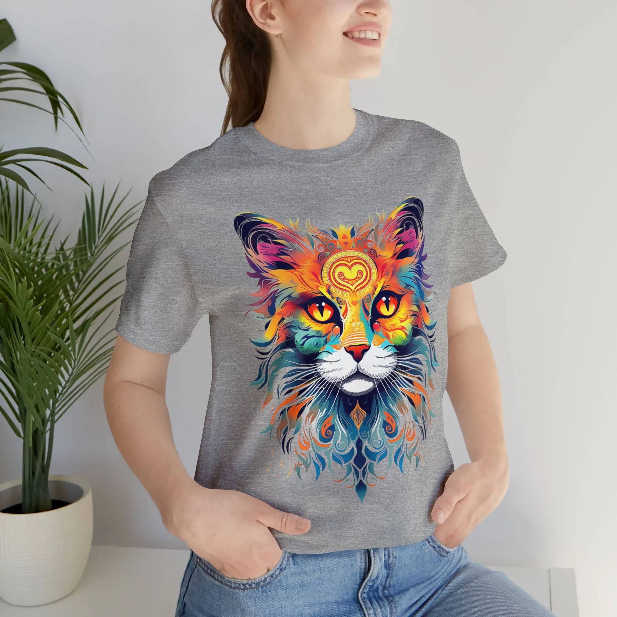 Cat Lovers Colorful T-Shirt | Artistic Kitty Tee |  Bella Canvas 3001 Unisex |  Love my Cat Short Sleeve Tshirt