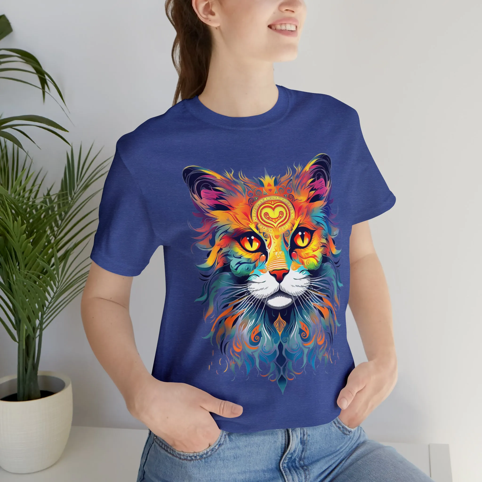 Cat Lovers Colorful T-Shirt | Artistic Kitty Tee |  Bella Canvas 3001 Unisex |  Love my Cat Short Sleeve Tshirt