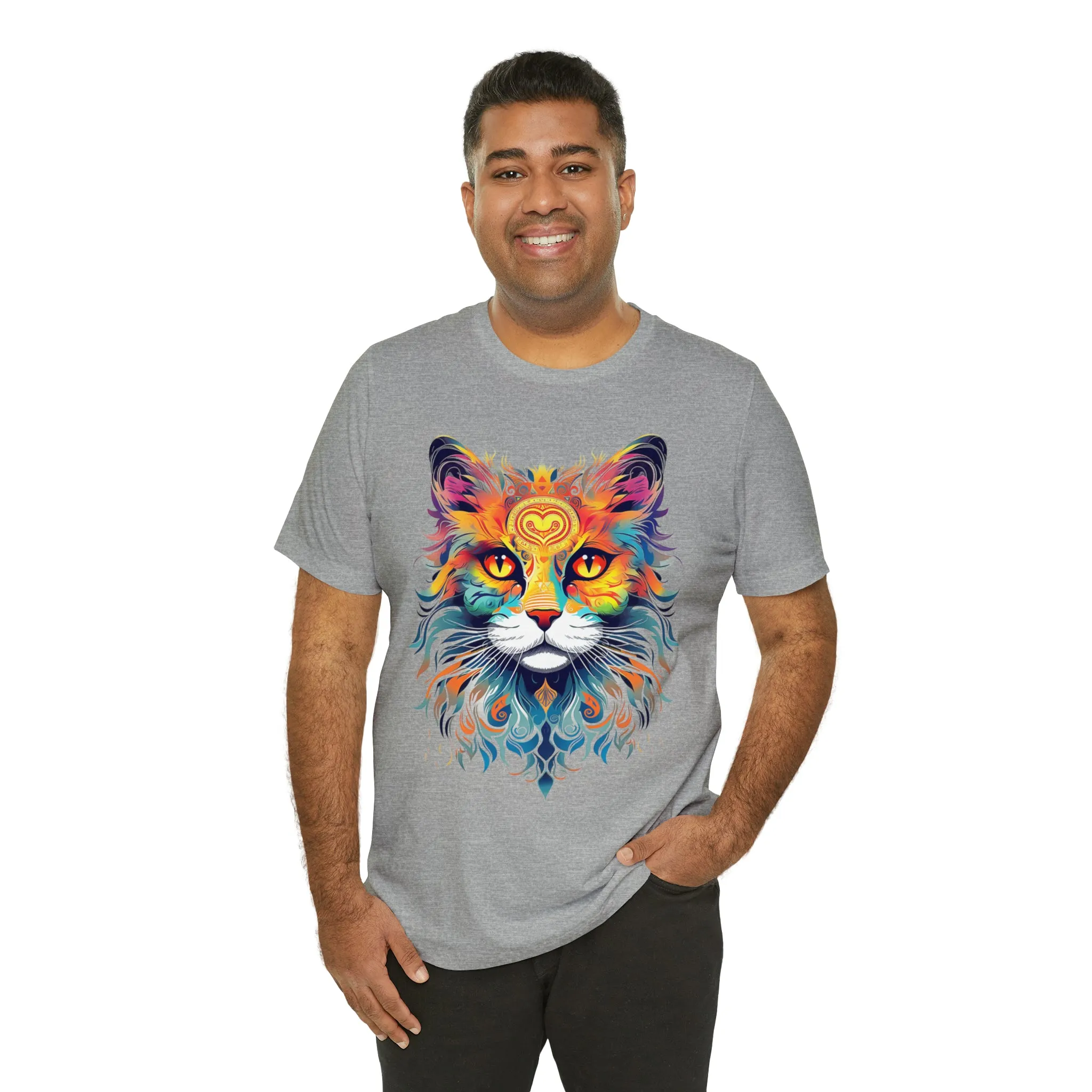 Cat Lovers Colorful T-Shirt | Artistic Kitty Tee |  Bella Canvas 3001 Unisex |  Love my Cat Short Sleeve Tshirt