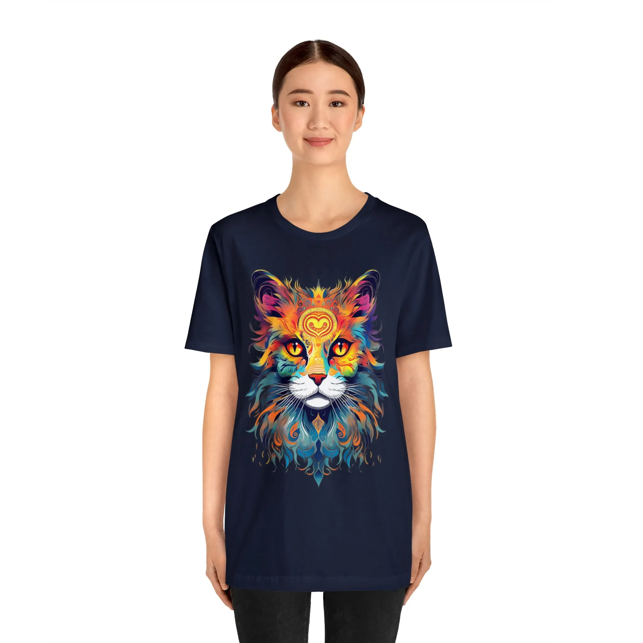 Cat Lovers Colorful T-Shirt | Artistic Kitty Tee |  Bella Canvas 3001 Unisex |  Love my Cat Short Sleeve Tshirt