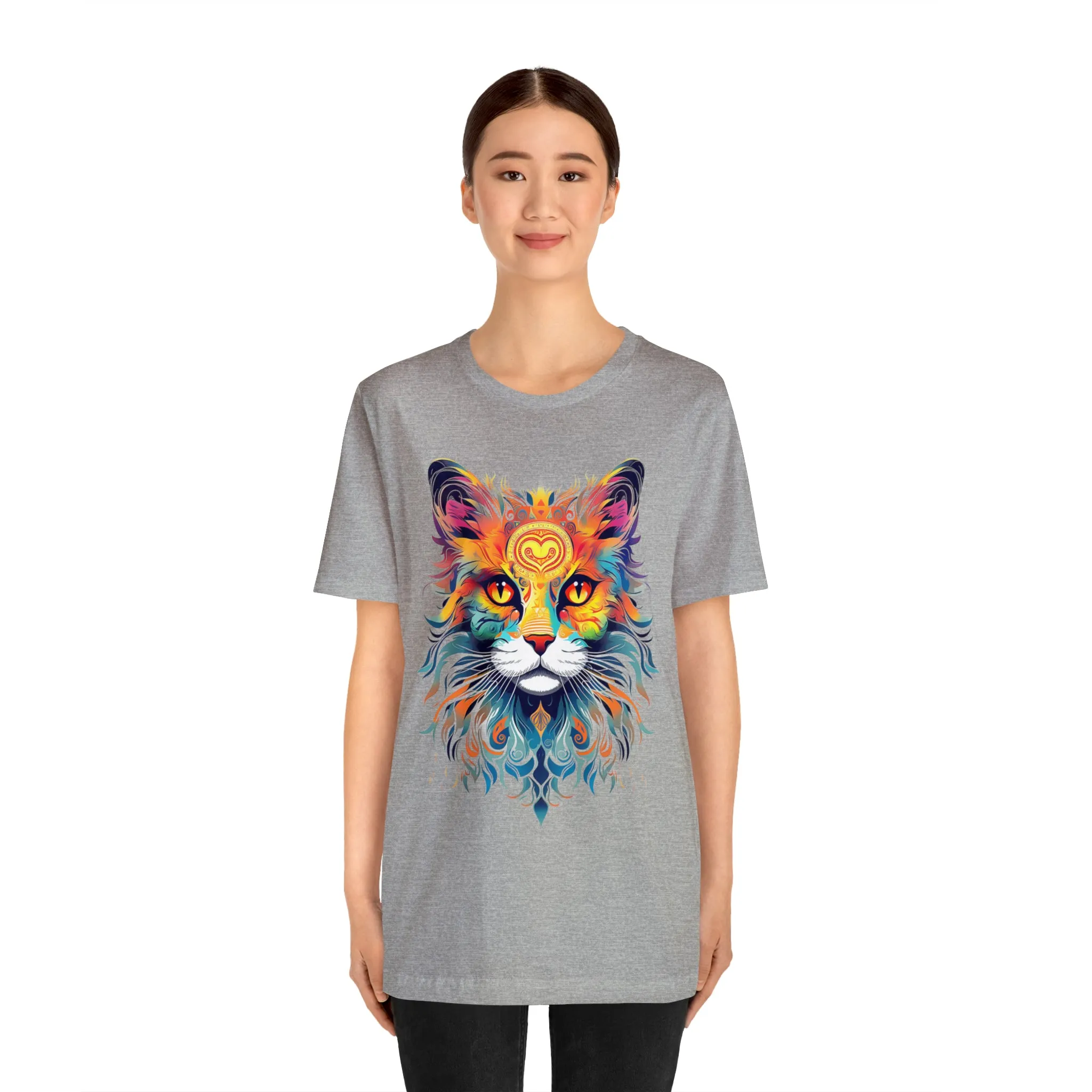 Cat Lovers Colorful T-Shirt | Artistic Kitty Tee |  Bella Canvas 3001 Unisex |  Love my Cat Short Sleeve Tshirt