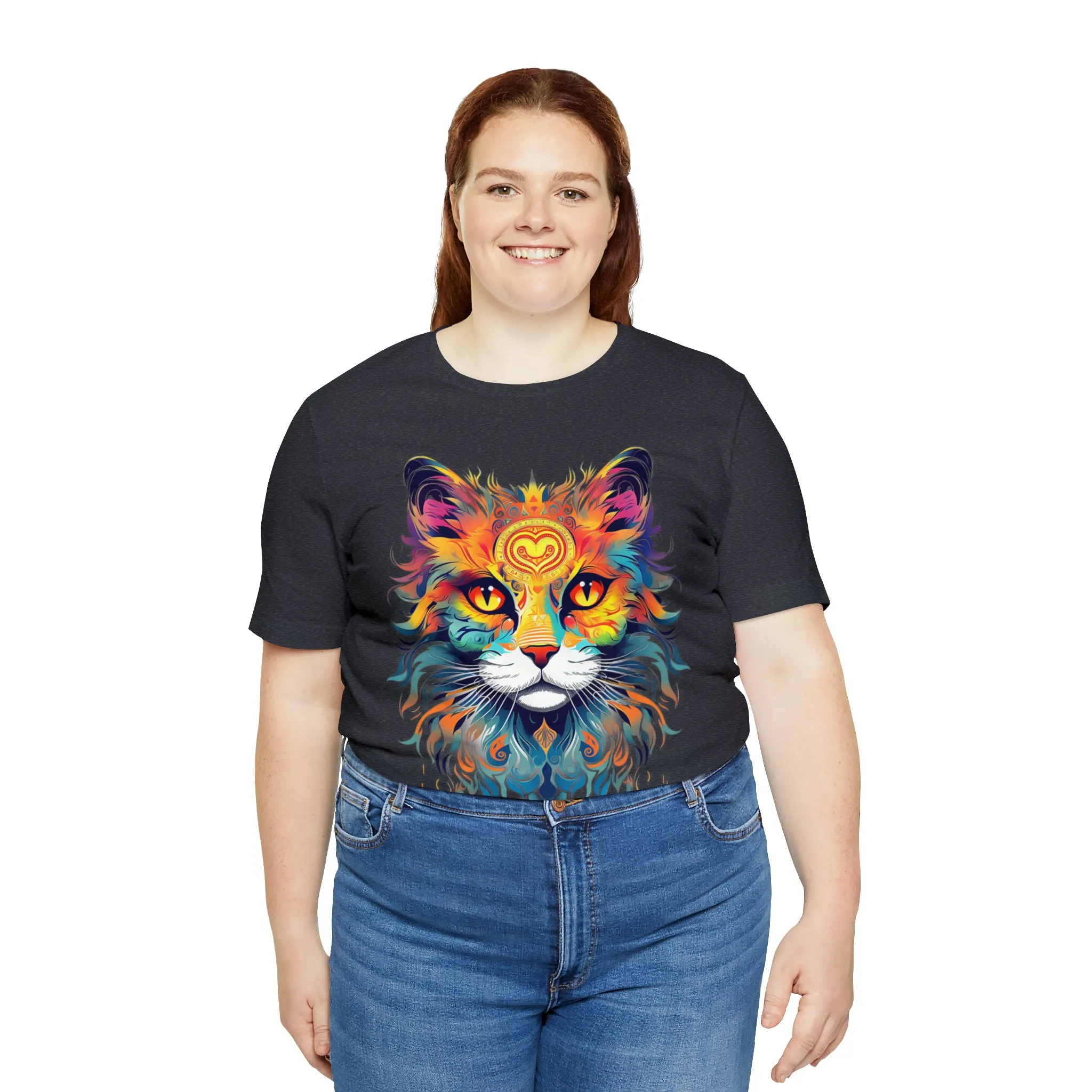 Cat Lovers Colorful T-Shirt | Artistic Kitty Tee |  Bella Canvas 3001 Unisex |  Love my Cat Short Sleeve Tshirt