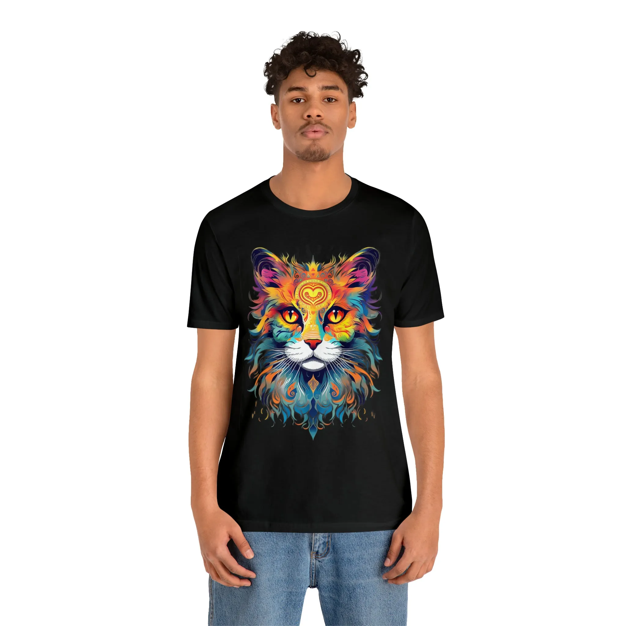 Cat Lovers Colorful T-Shirt | Artistic Kitty Tee |  Bella Canvas 3001 Unisex |  Love my Cat Short Sleeve Tshirt