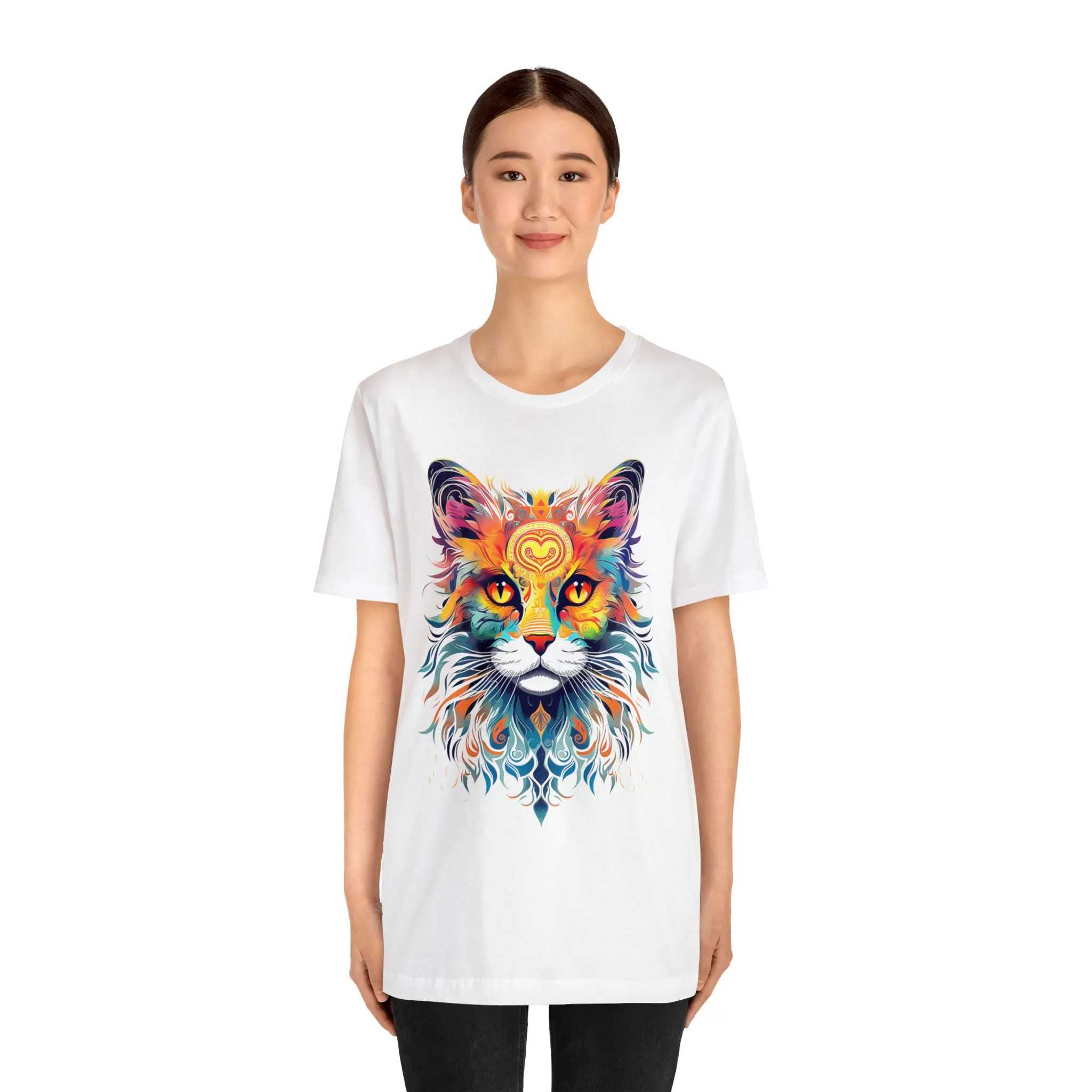 Cat Lovers Colorful T-Shirt | Artistic Kitty Tee |  Bella Canvas 3001 Unisex |  Love my Cat Short Sleeve Tshirt