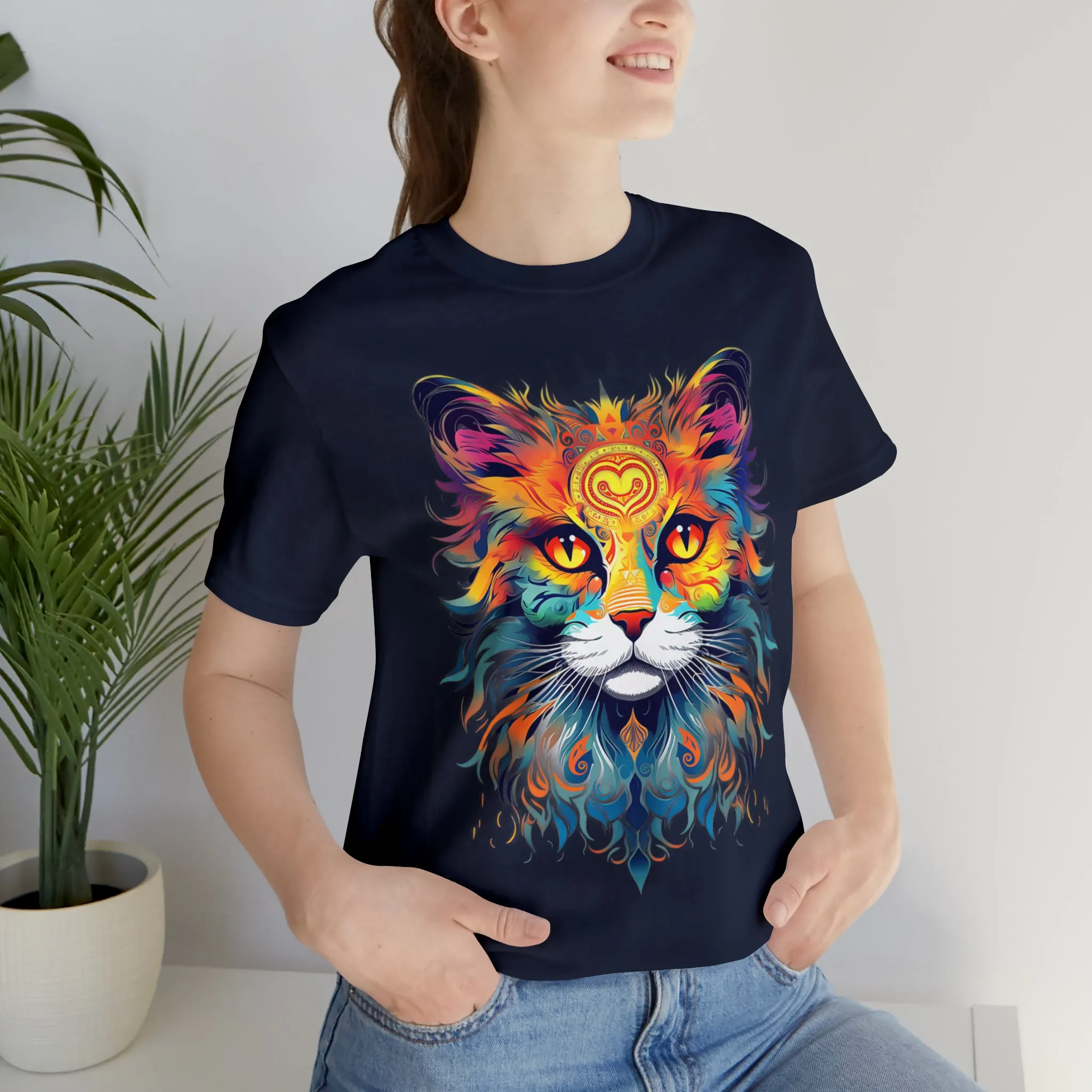 Cat Lovers Colorful T-Shirt | Artistic Kitty Tee |  Bella Canvas 3001 Unisex |  Love my Cat Short Sleeve Tshirt