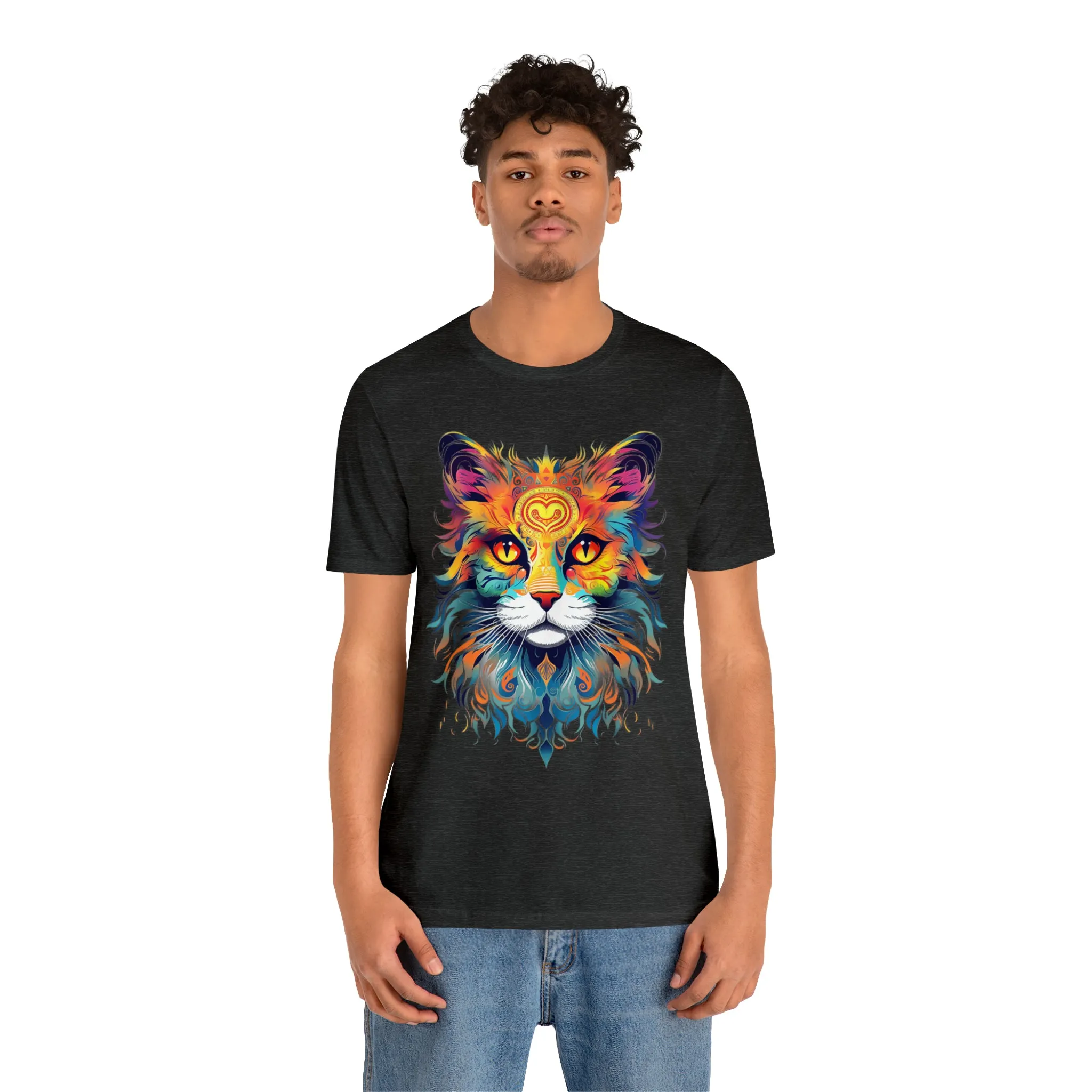Cat Lovers Colorful T-Shirt | Artistic Kitty Tee |  Bella Canvas 3001 Unisex |  Love my Cat Short Sleeve Tshirt