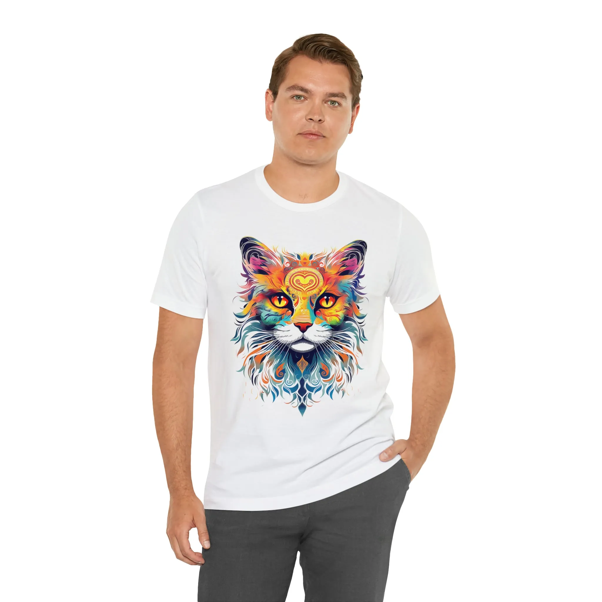 Cat Lovers Colorful T-Shirt | Artistic Kitty Tee |  Bella Canvas 3001 Unisex |  Love my Cat Short Sleeve Tshirt