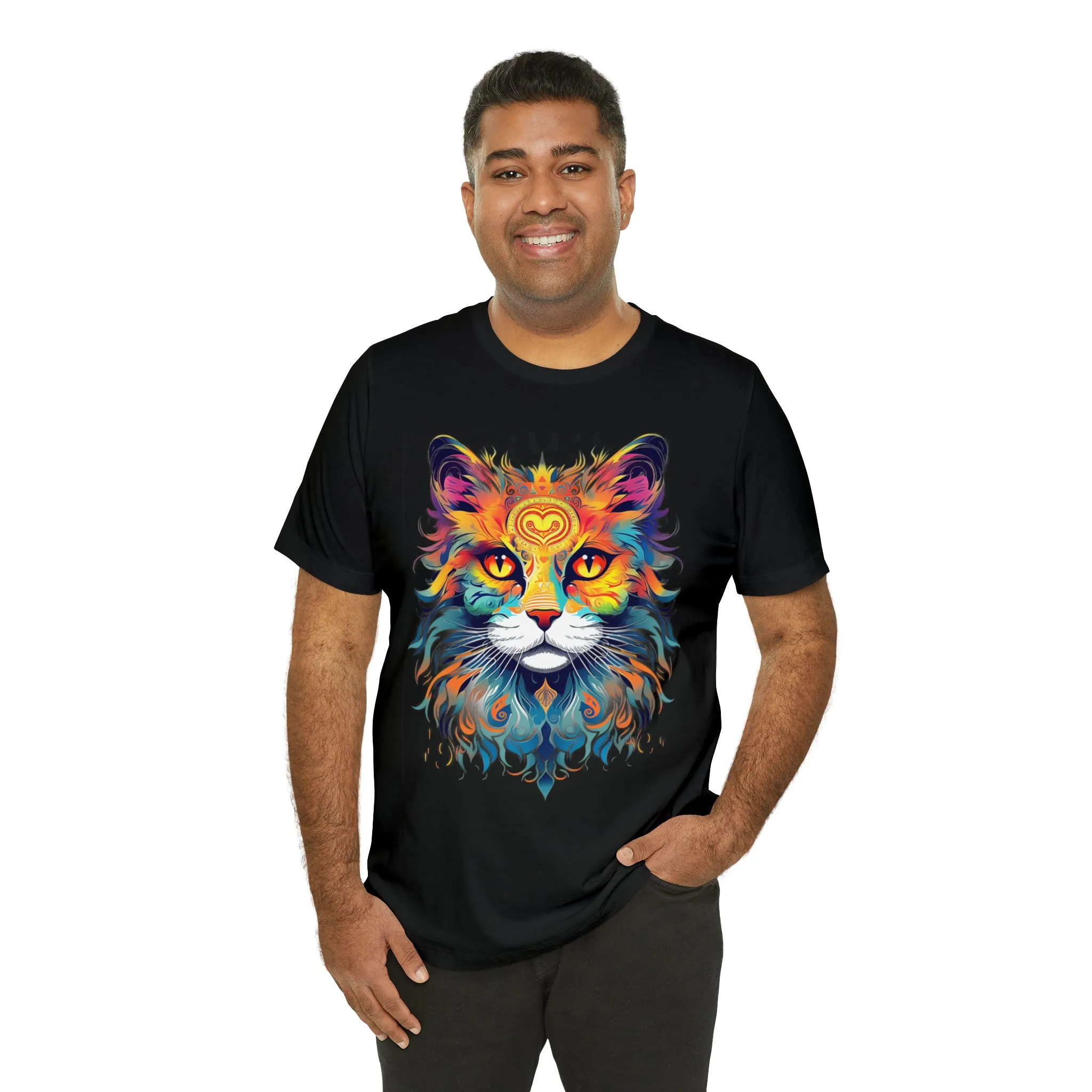 Cat Lovers Colorful T-Shirt | Artistic Kitty Tee |  Bella Canvas 3001 Unisex |  Love my Cat Short Sleeve Tshirt