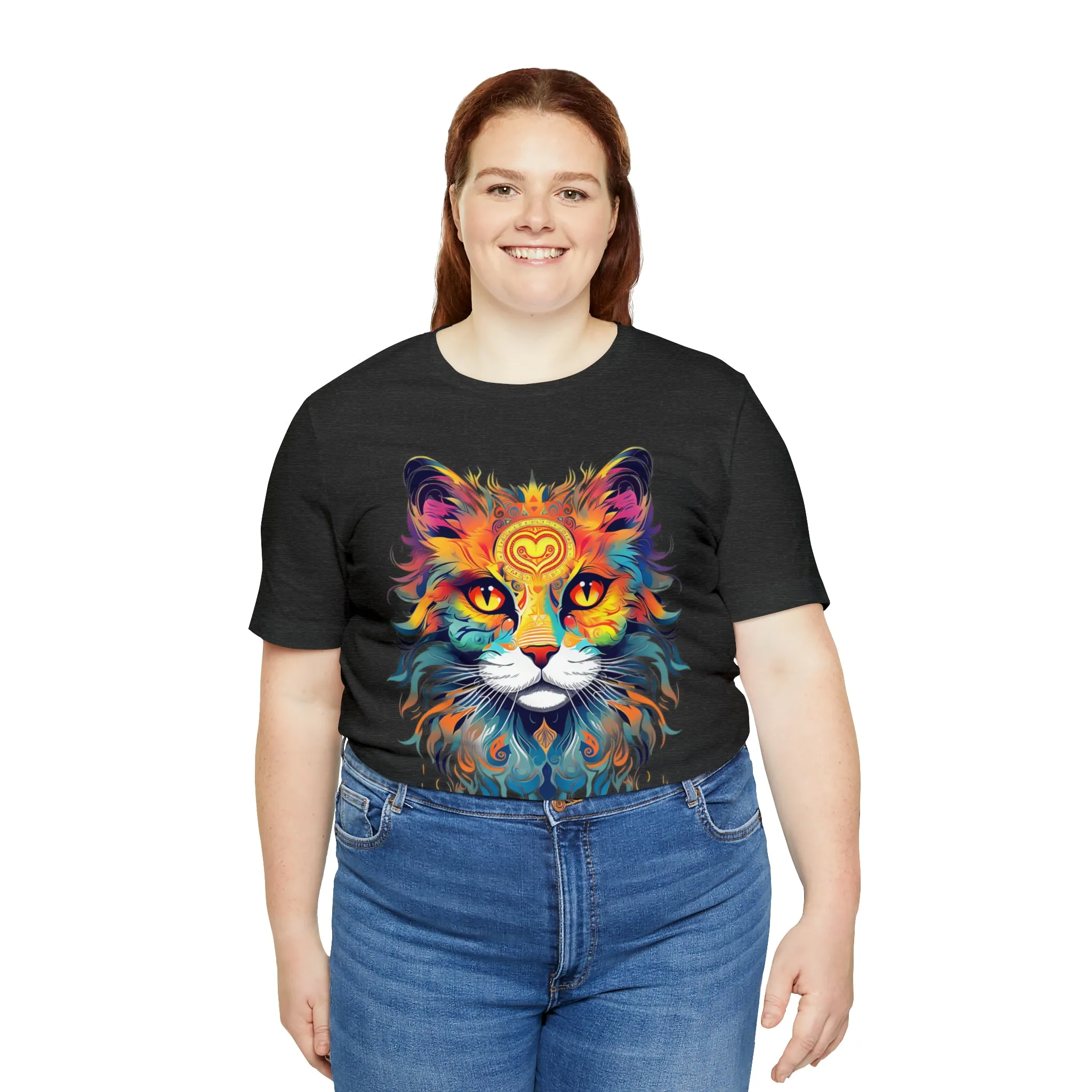 Cat Lovers Colorful T-Shirt | Artistic Kitty Tee |  Bella Canvas 3001 Unisex |  Love my Cat Short Sleeve Tshirt
