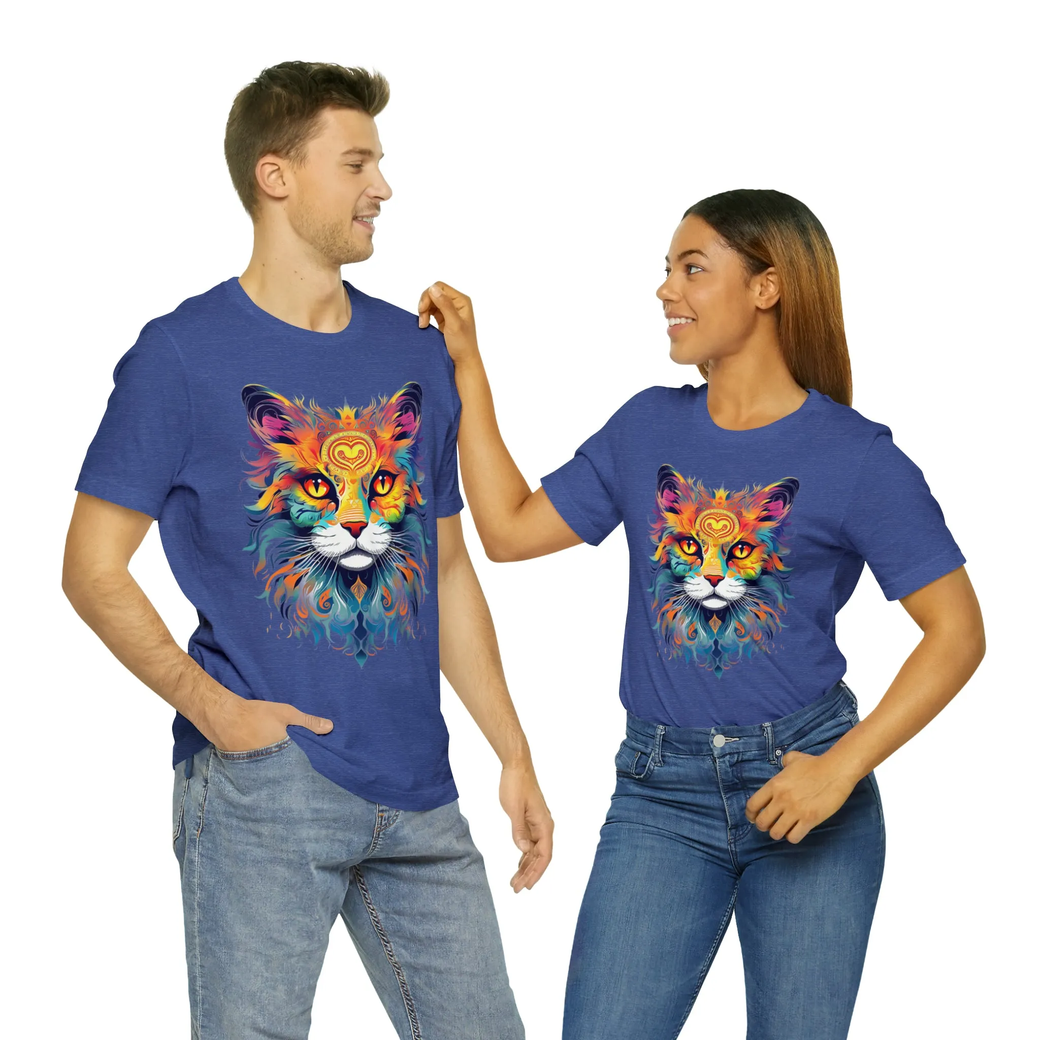 Cat Lovers Colorful T-Shirt | Artistic Kitty Tee |  Bella Canvas 3001 Unisex |  Love my Cat Short Sleeve Tshirt