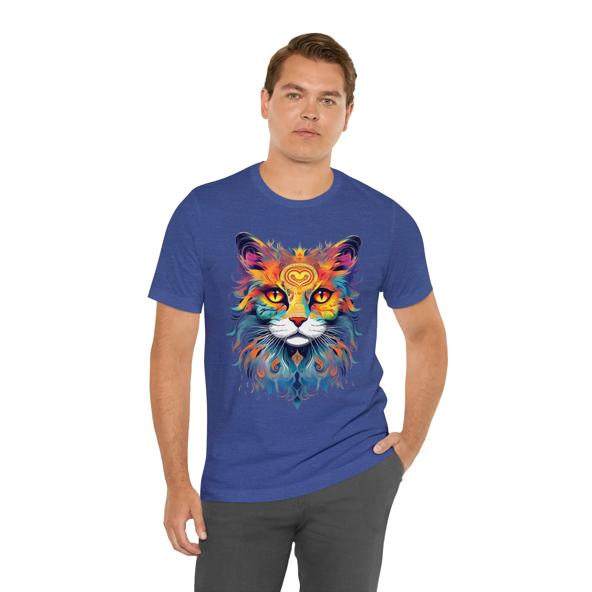 Cat Lovers Colorful T-Shirt | Artistic Kitty Tee |  Bella Canvas 3001 Unisex |  Love my Cat Short Sleeve Tshirt