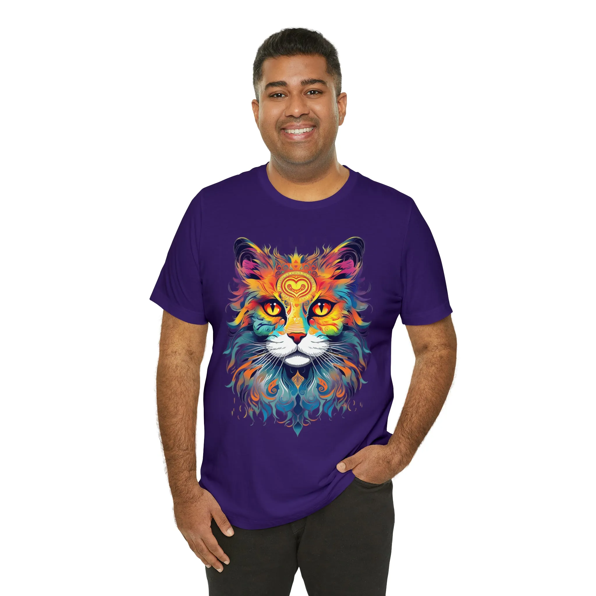 Cat Lovers Colorful T-Shirt | Artistic Kitty Tee |  Bella Canvas 3001 Unisex |  Love my Cat Short Sleeve Tshirt