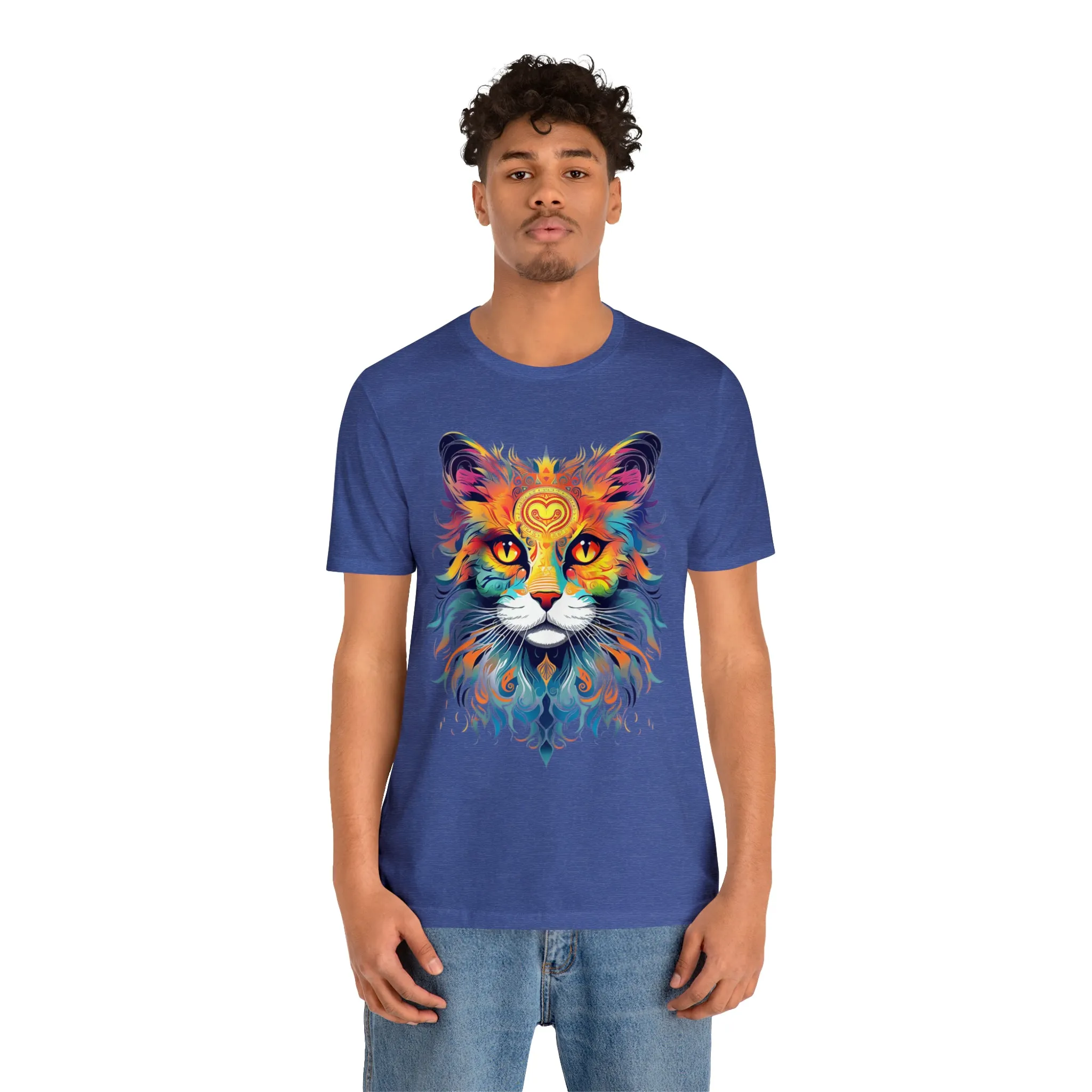 Cat Lovers Colorful T-Shirt | Artistic Kitty Tee |  Bella Canvas 3001 Unisex |  Love my Cat Short Sleeve Tshirt