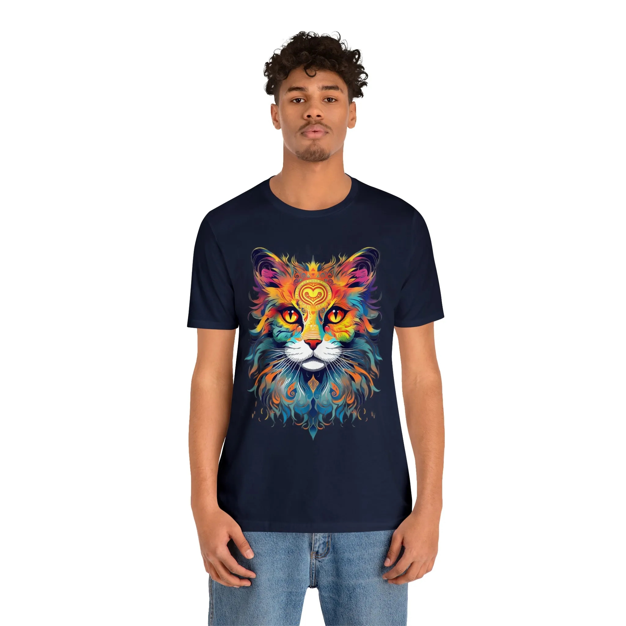 Cat Lovers Colorful T-Shirt | Artistic Kitty Tee |  Bella Canvas 3001 Unisex |  Love my Cat Short Sleeve Tshirt