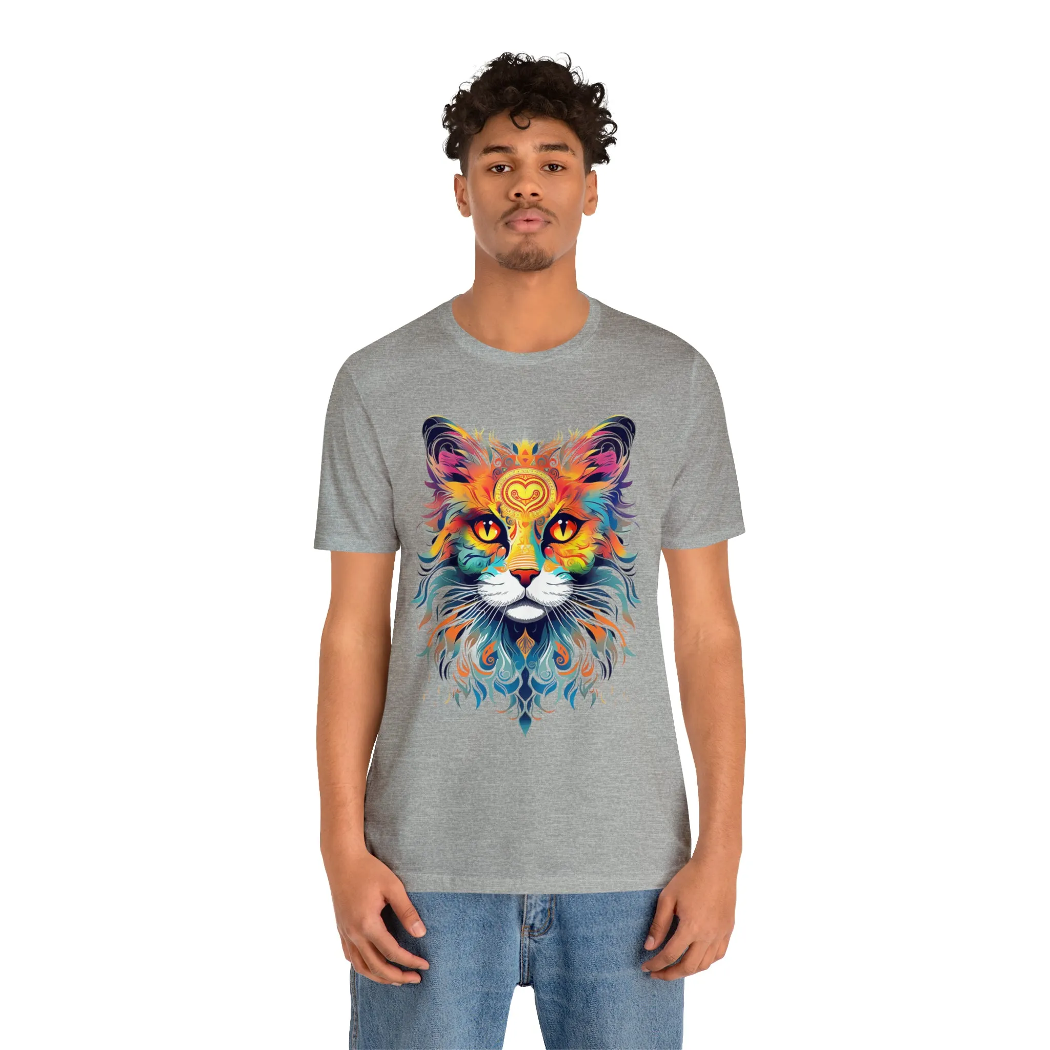 Cat Lovers Colorful T-Shirt | Artistic Kitty Tee |  Bella Canvas 3001 Unisex |  Love my Cat Short Sleeve Tshirt