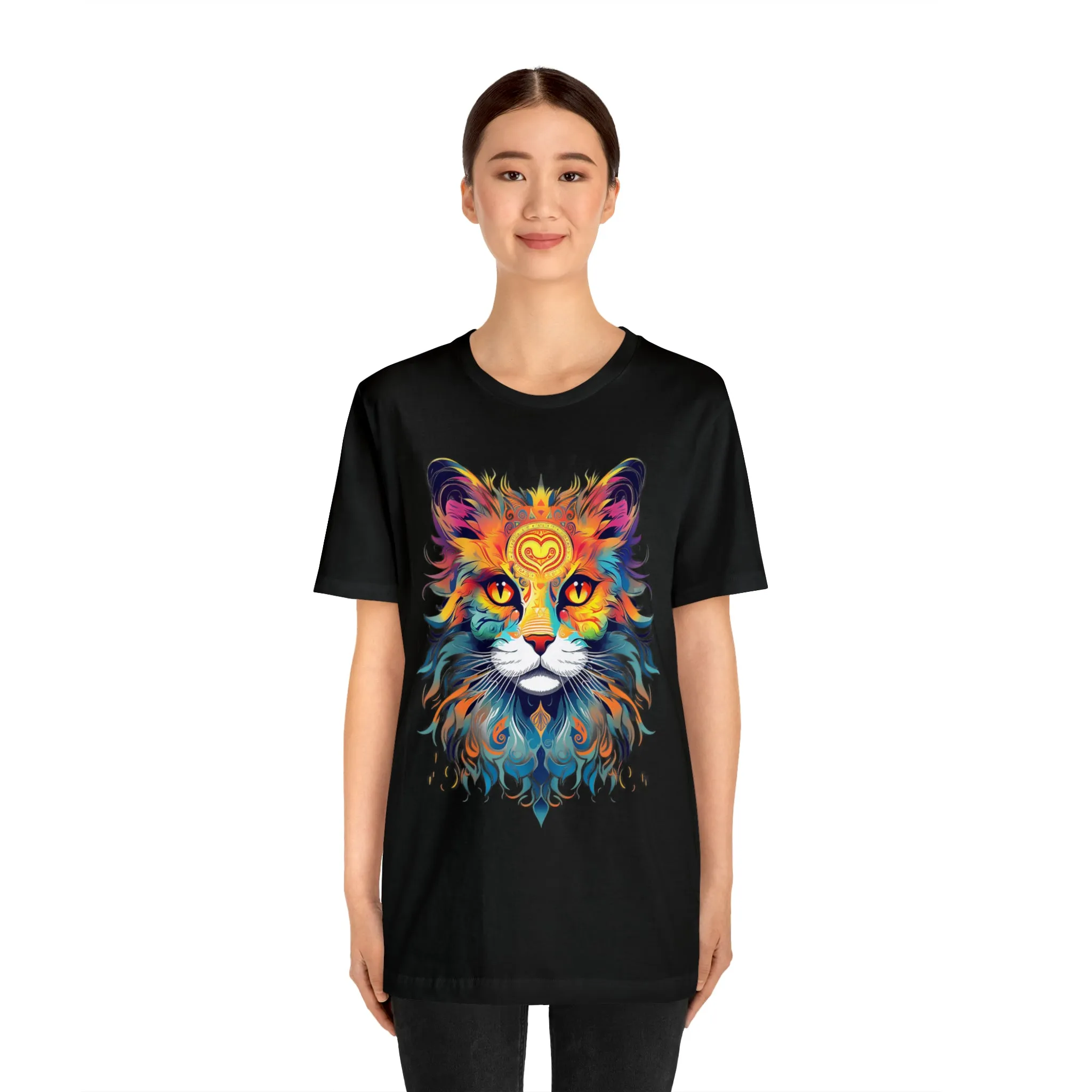 Cat Lovers Colorful T-Shirt | Artistic Kitty Tee |  Bella Canvas 3001 Unisex |  Love my Cat Short Sleeve Tshirt