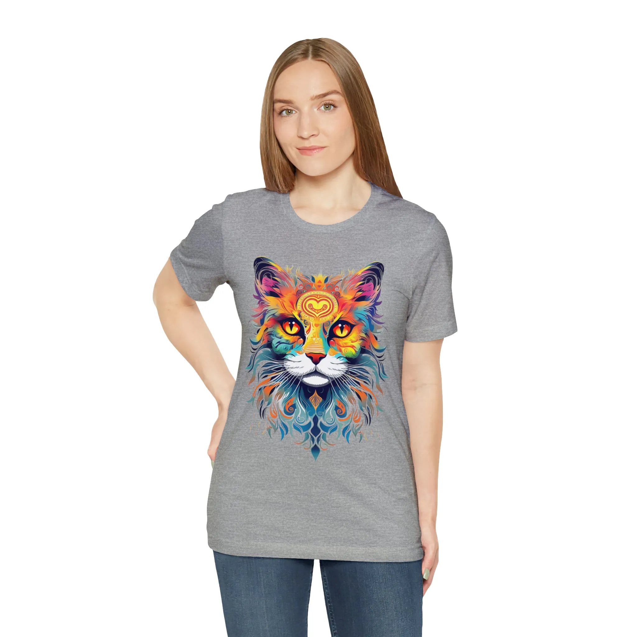 Cat Lovers Colorful T-Shirt | Artistic Kitty Tee |  Bella Canvas 3001 Unisex |  Love my Cat Short Sleeve Tshirt