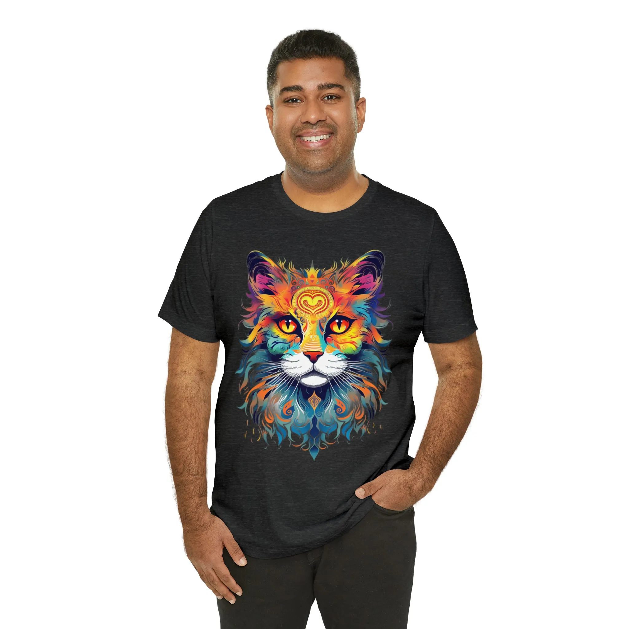 Cat Lovers Colorful T-Shirt | Artistic Kitty Tee |  Bella Canvas 3001 Unisex |  Love my Cat Short Sleeve Tshirt