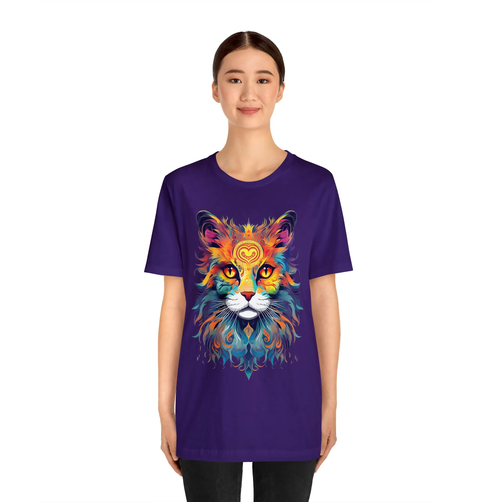 Cat Lovers Colorful T-Shirt | Artistic Kitty Tee |  Bella Canvas 3001 Unisex |  Love my Cat Short Sleeve Tshirt