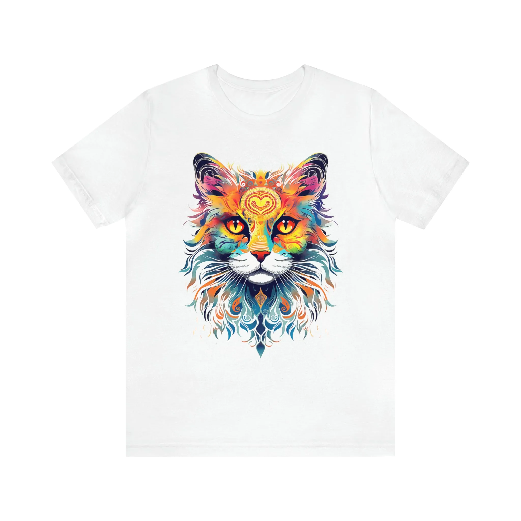 Cat Lovers Colorful T-Shirt | Artistic Kitty Tee |  Bella Canvas 3001 Unisex |  Love my Cat Short Sleeve Tshirt