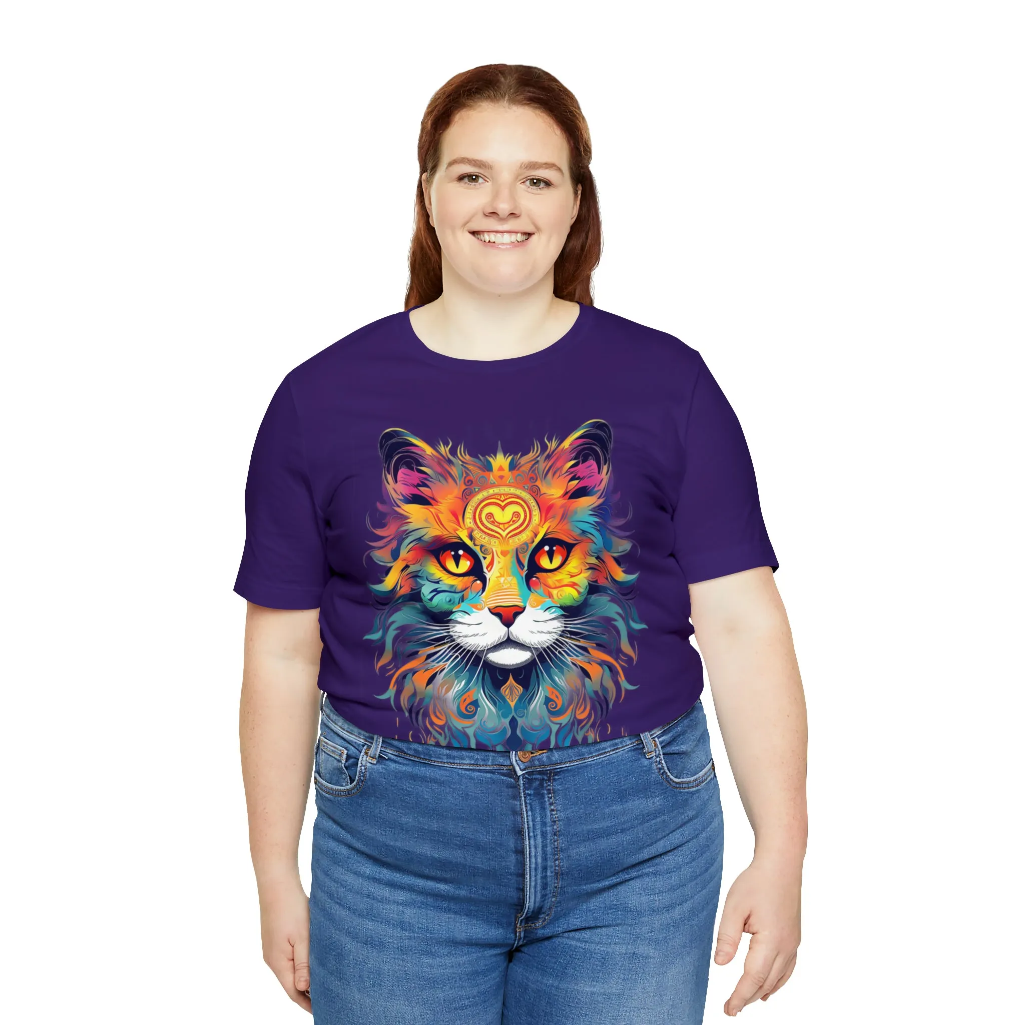 Cat Lovers Colorful T-Shirt | Artistic Kitty Tee |  Bella Canvas 3001 Unisex |  Love my Cat Short Sleeve Tshirt