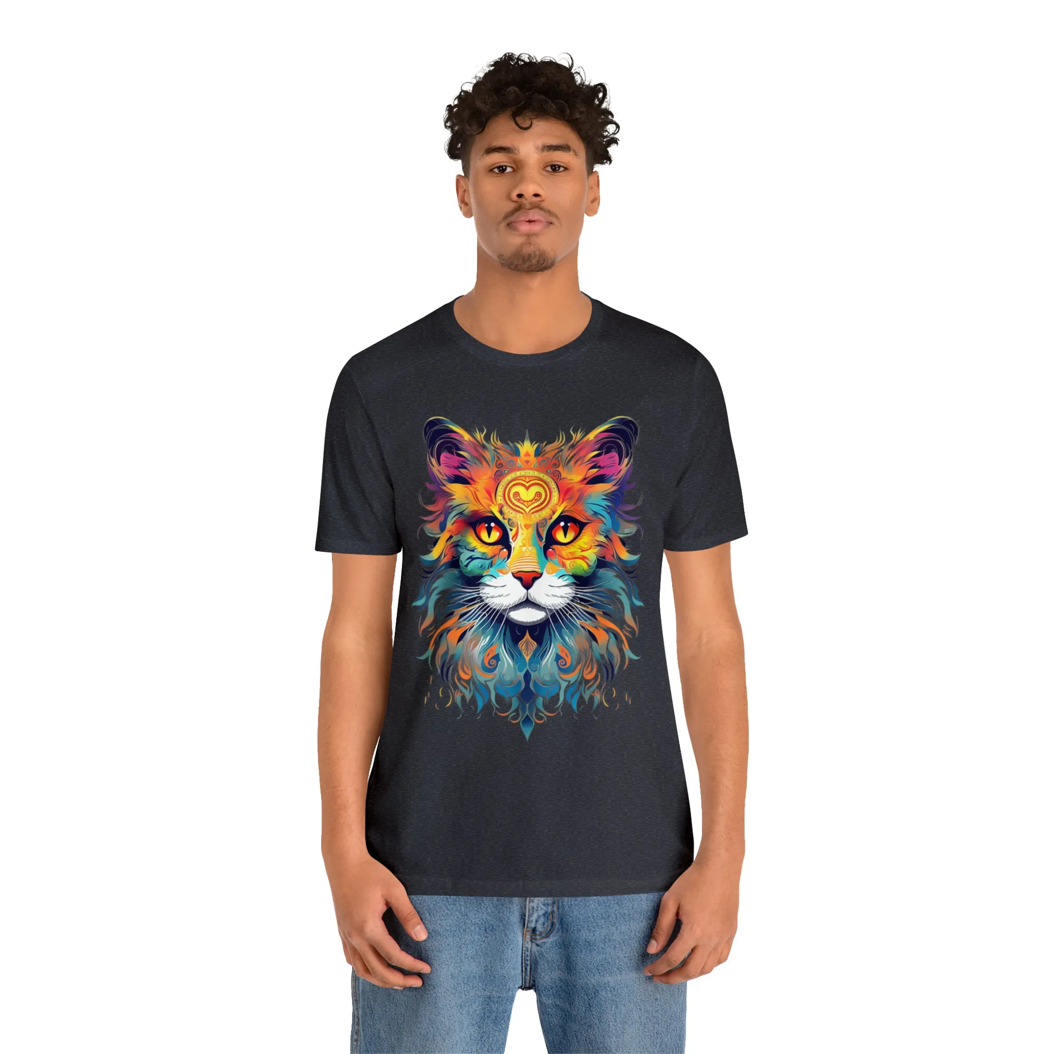 Cat Lovers Colorful T-Shirt | Artistic Kitty Tee |  Bella Canvas 3001 Unisex |  Love my Cat Short Sleeve Tshirt