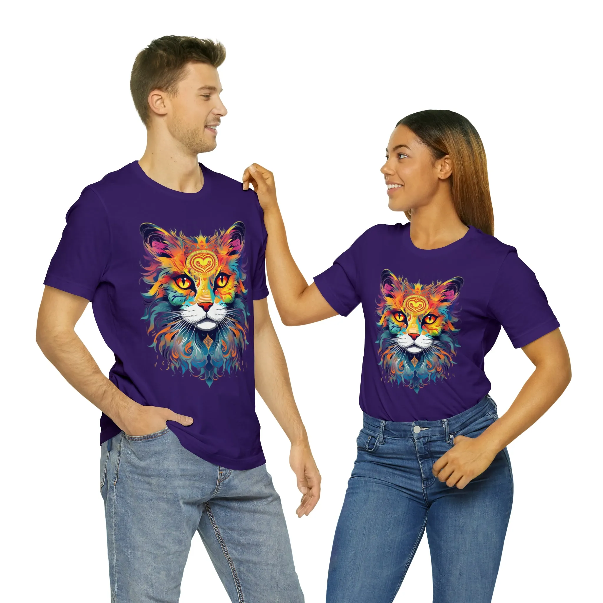 Cat Lovers Colorful T-Shirt | Artistic Kitty Tee |  Bella Canvas 3001 Unisex |  Love my Cat Short Sleeve Tshirt