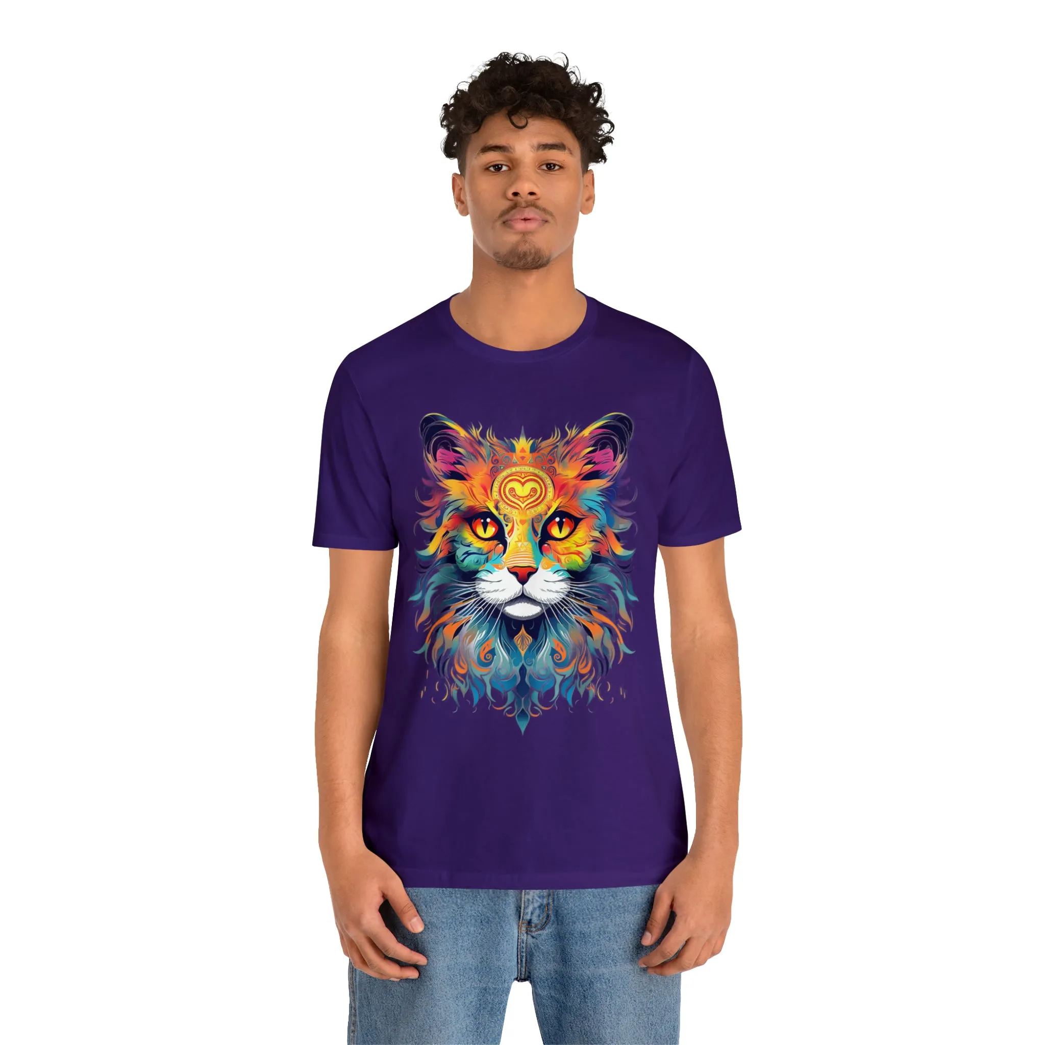 Cat Lovers Colorful T-Shirt | Artistic Kitty Tee |  Bella Canvas 3001 Unisex |  Love my Cat Short Sleeve Tshirt