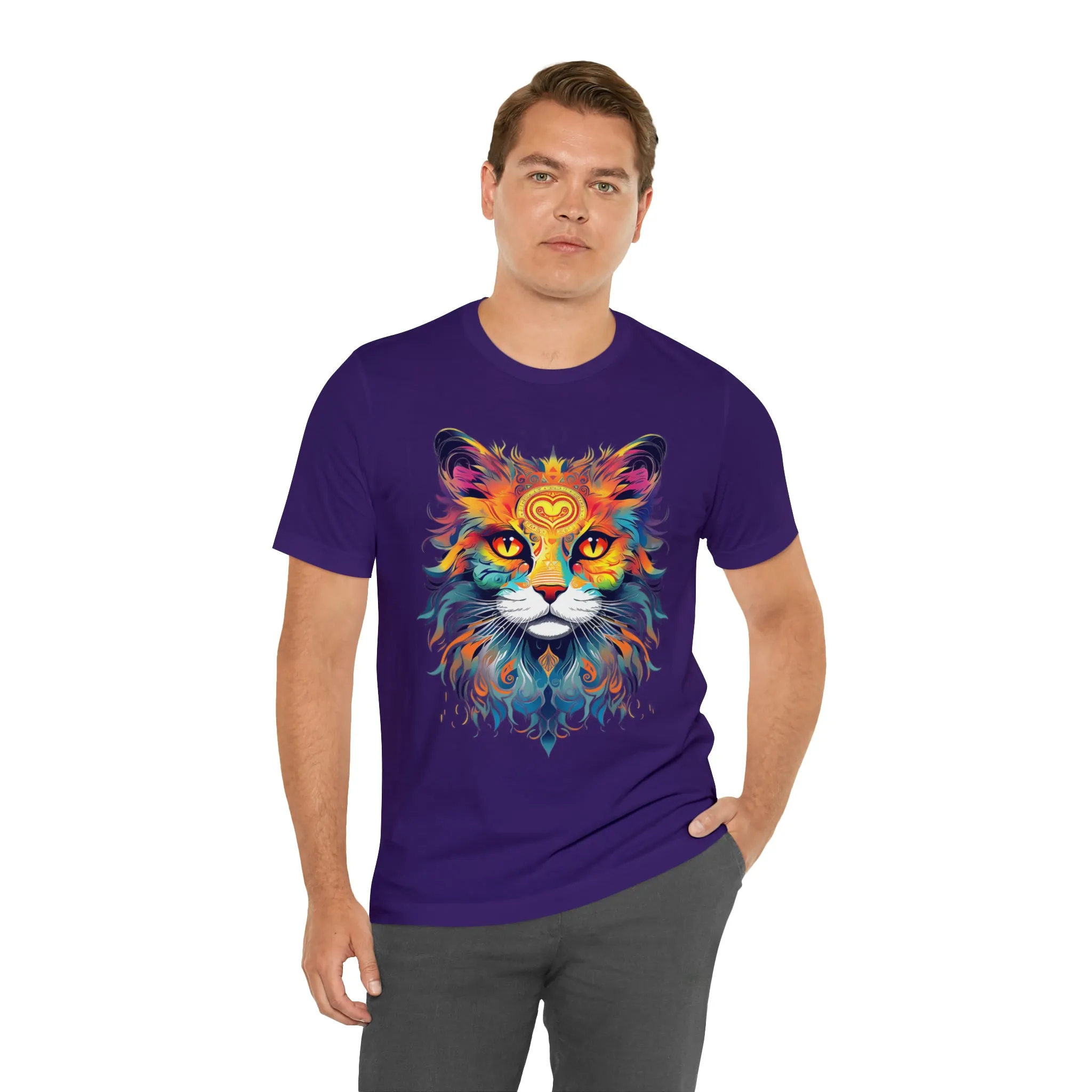 Cat Lovers Colorful T-Shirt | Artistic Kitty Tee |  Bella Canvas 3001 Unisex |  Love my Cat Short Sleeve Tshirt