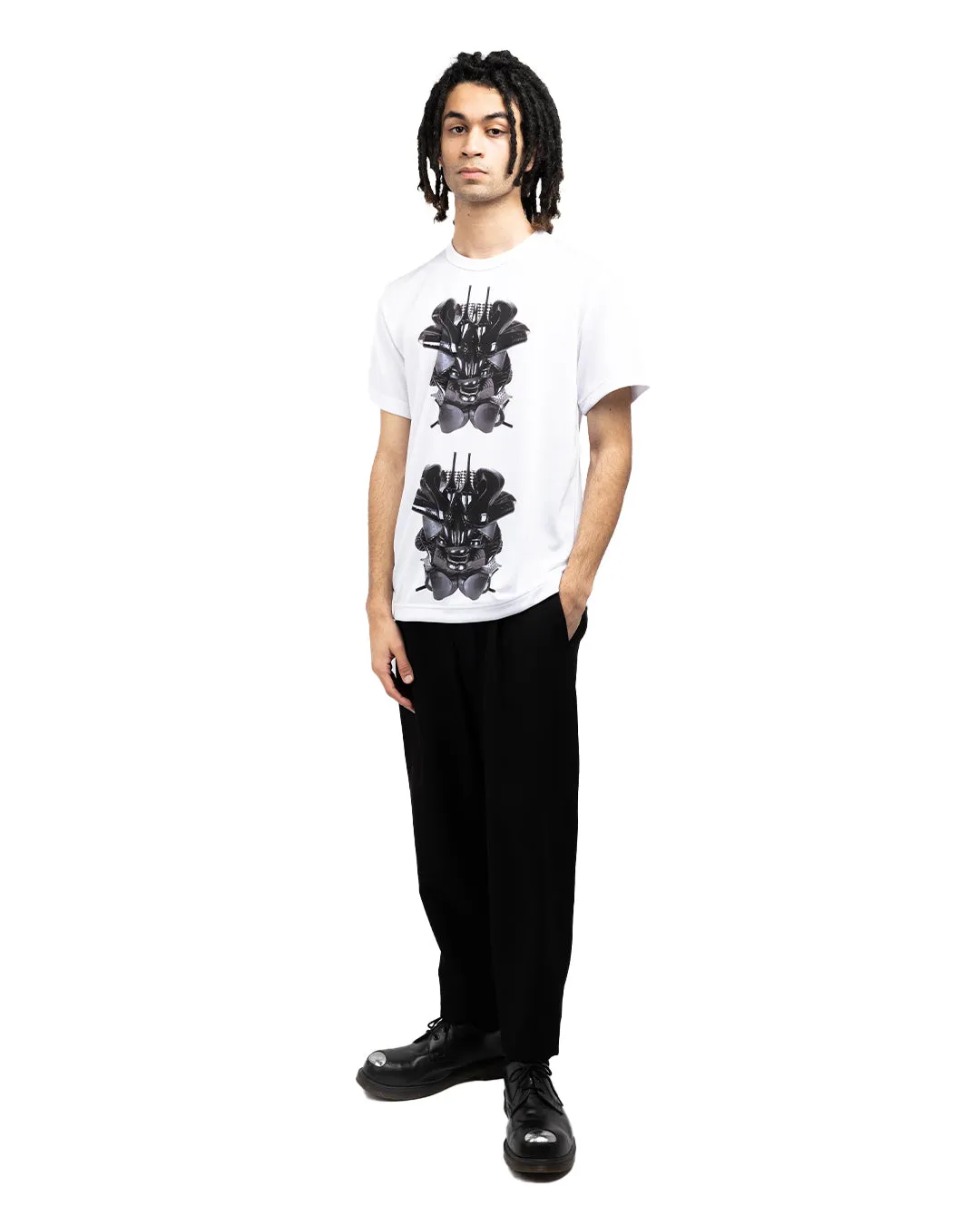 CDG Homme Plus PHT019-051 Double Graphic Print Tee White